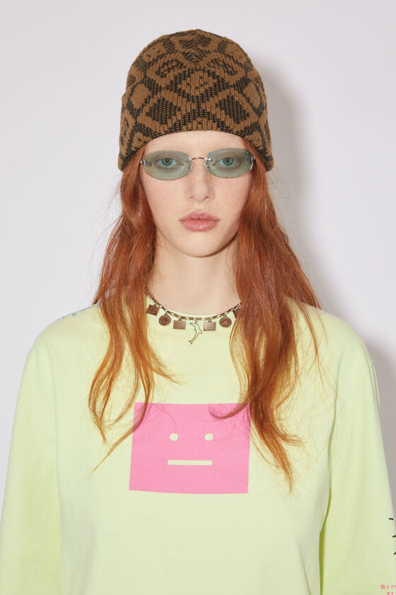 Acne Studios - Beanie mit Face-Logo-Kacheln - Toffeebraun/Schwarz