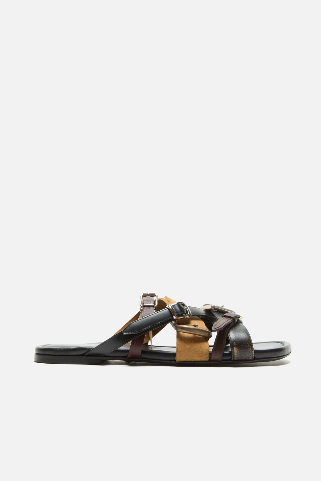 Leather belts strap sandals, Multi brown, 2000x