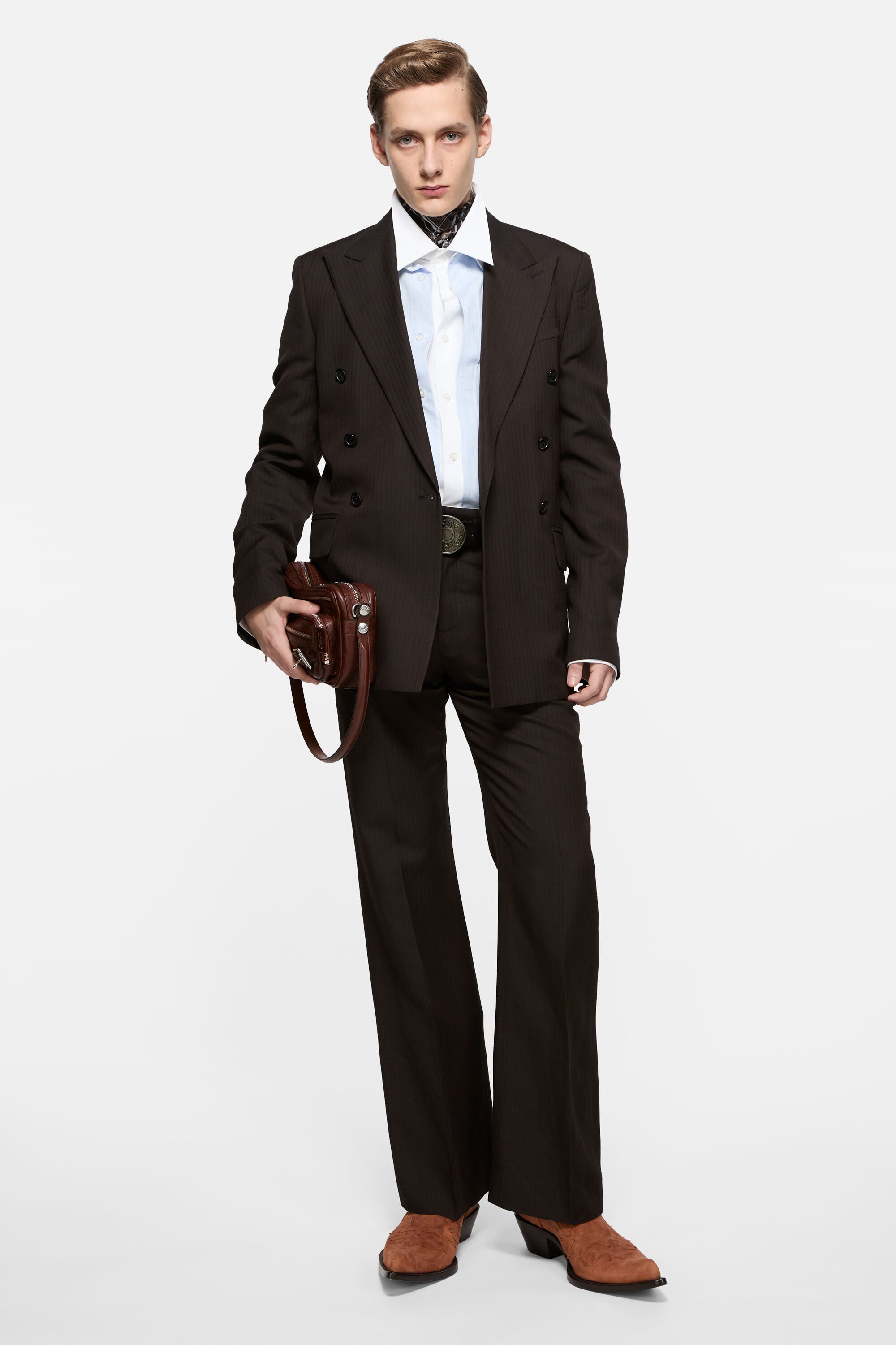 Acne Studios - Tailored herringbone trousers - Chocolate brown