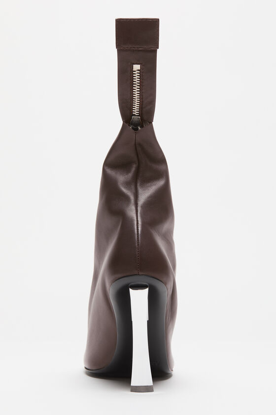 Acne Studios - レザージップヒール - ダークブラウン