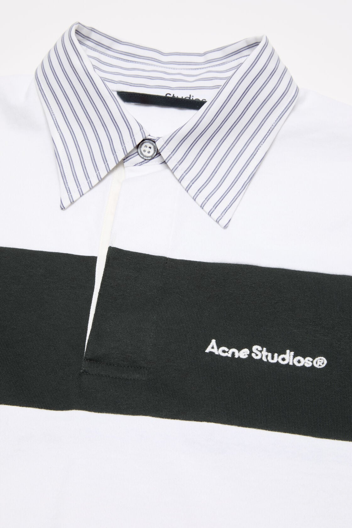 Striped polo sweatshirt, White/black, 2000x