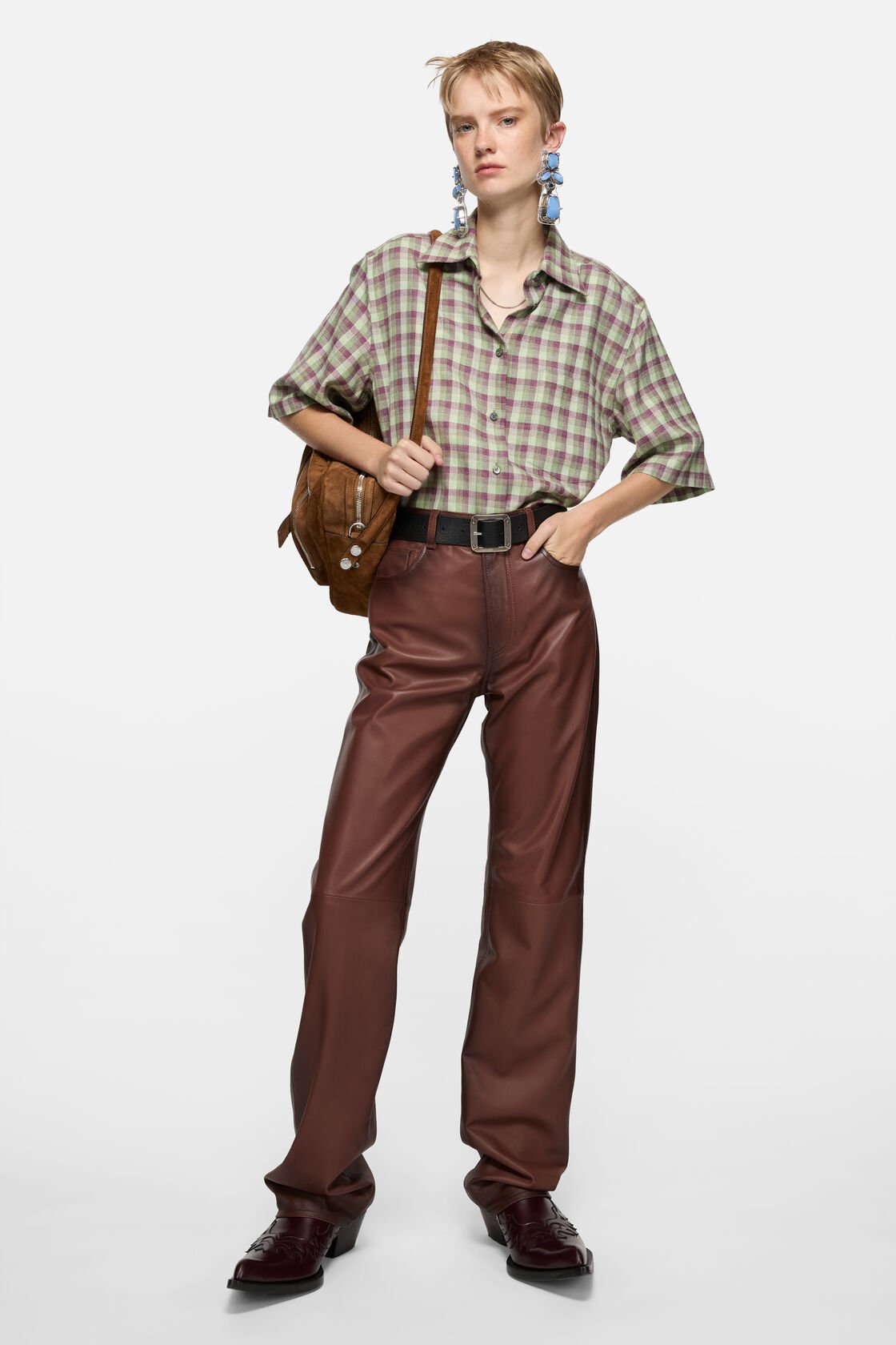 Check button-up, Green/purple, 2000x