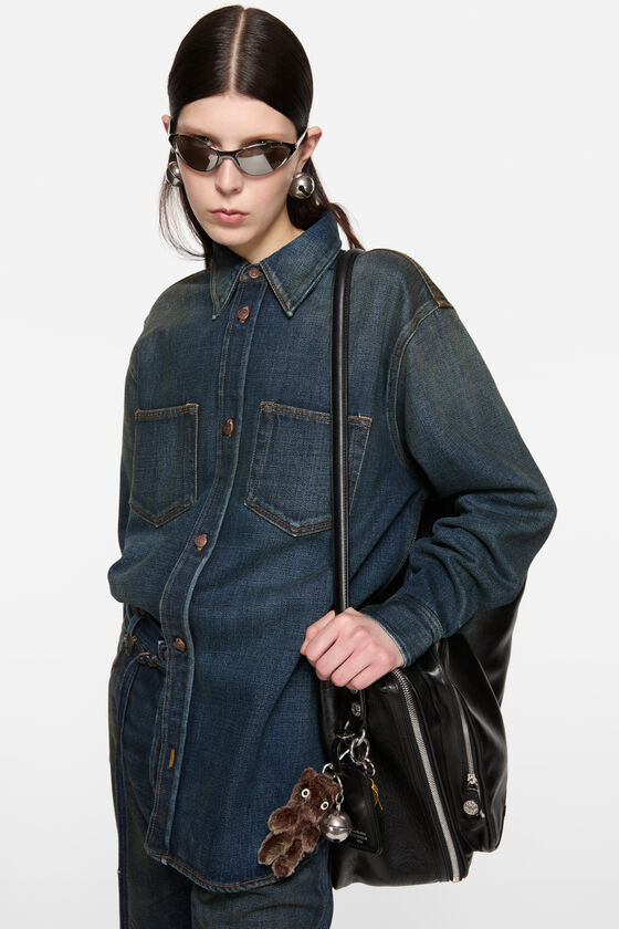 Denim button-up shirt, Dark Blue, 2000x