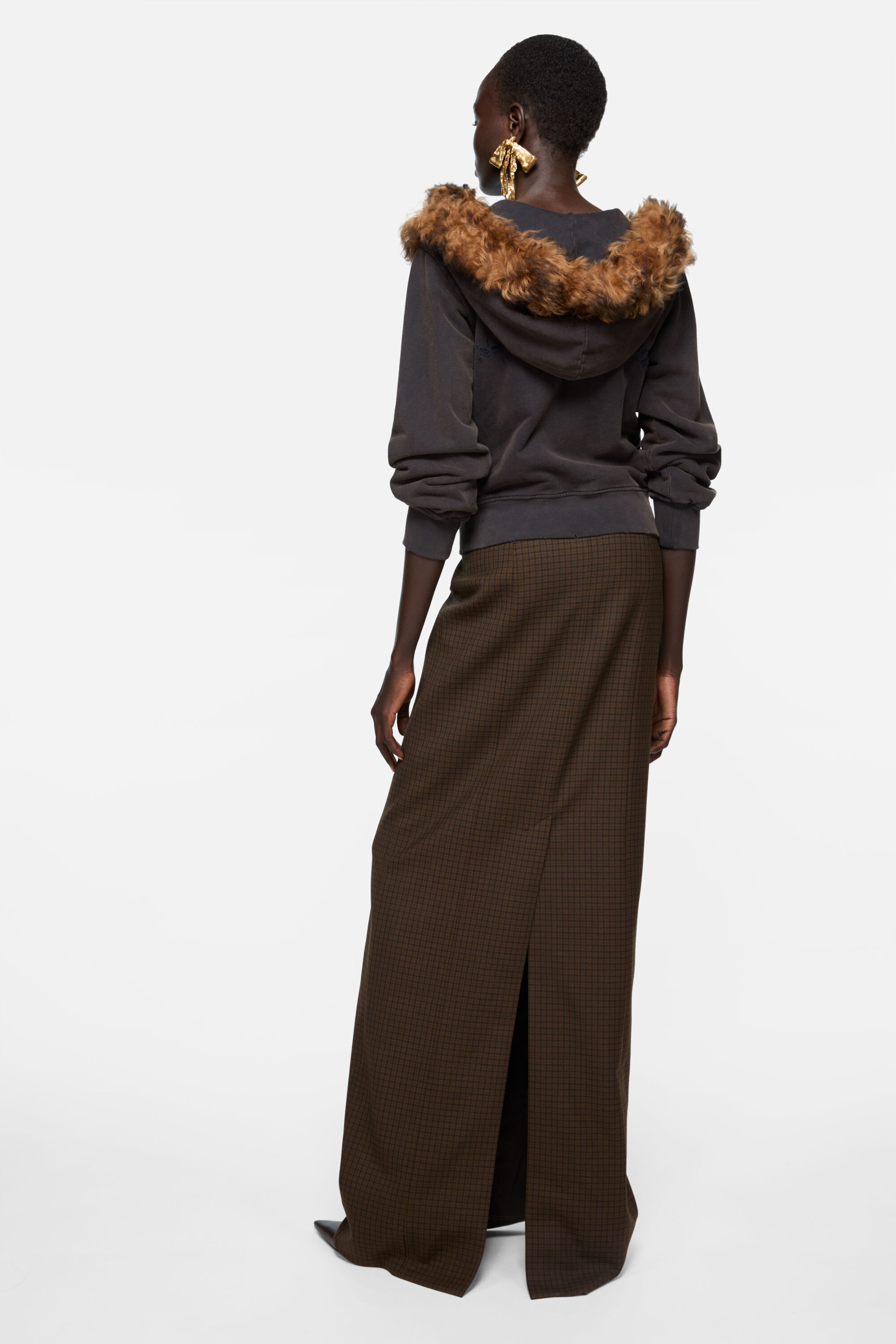 Acne Studios - ウールチェックスカート - マルチブラウン