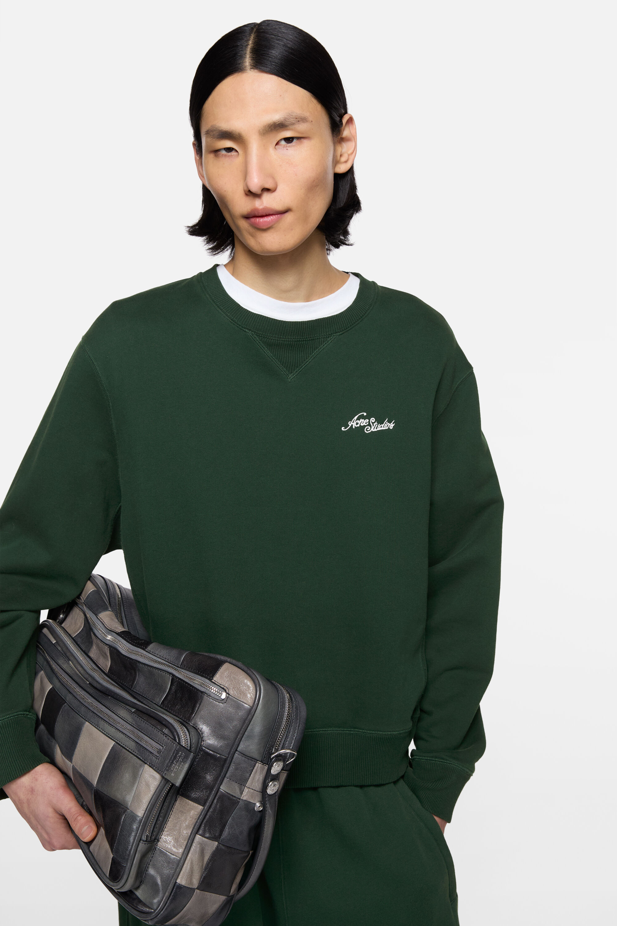 Acne Studios - Fleece sweatshirt with logo - Dark green
