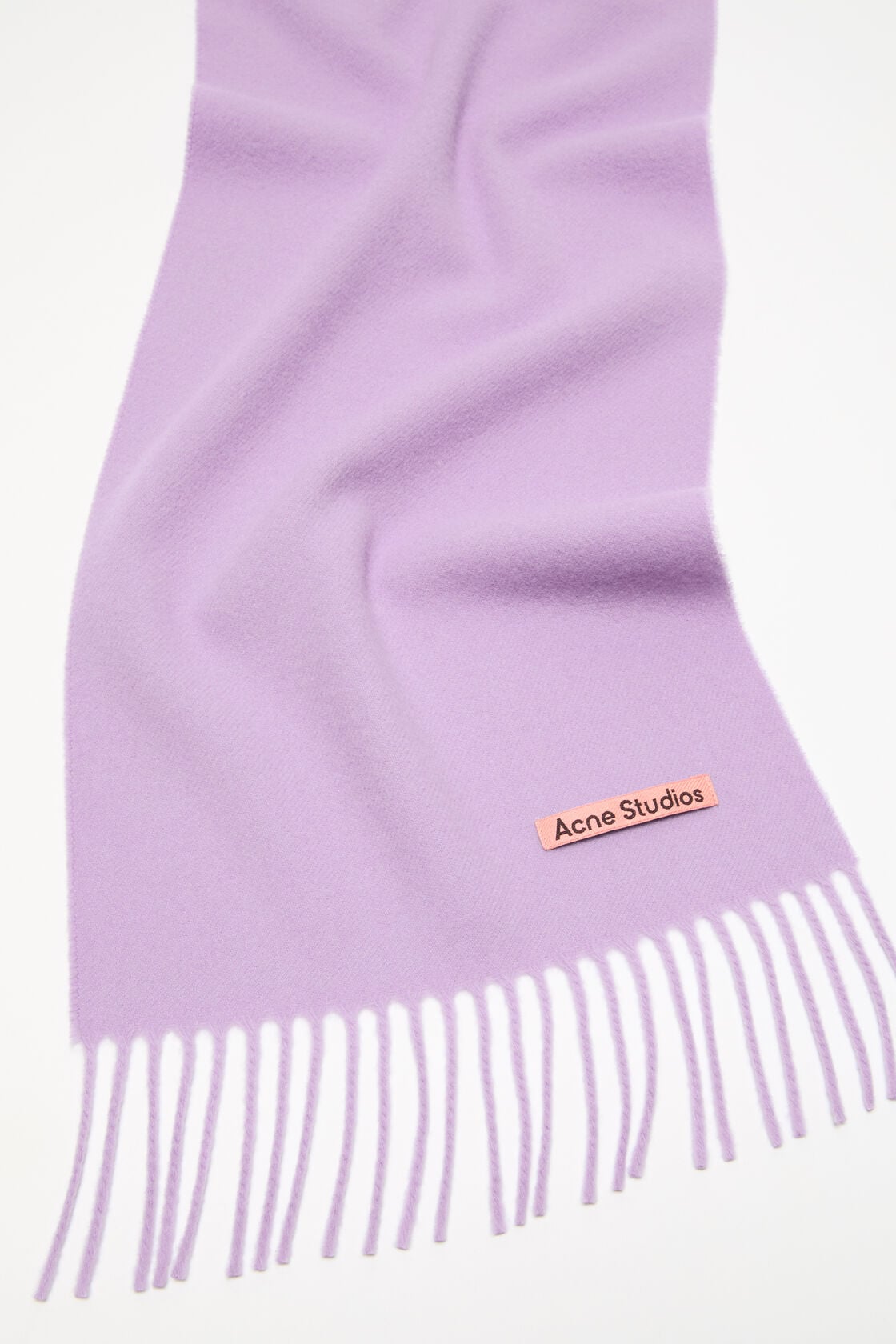 Fringe wool scarf - skinny, Lilac, 2000x