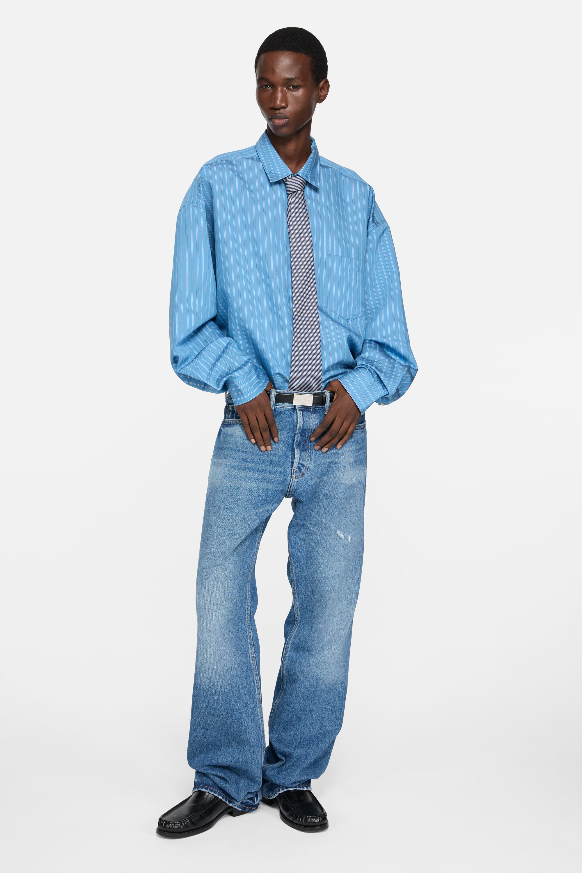 Acne Studios - シルクタイ - ネイビー/グレー