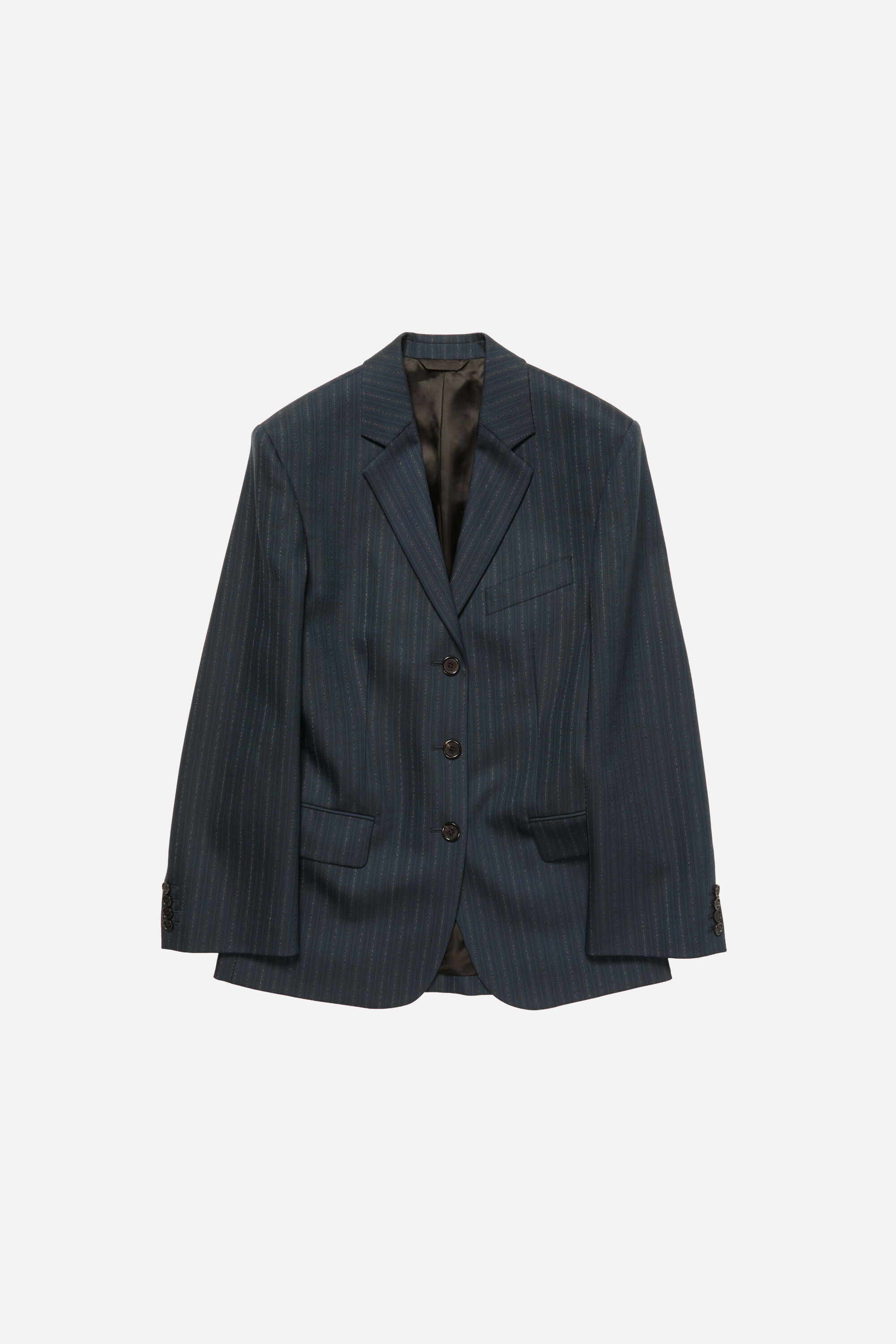 Acne Studios - Pinstripe wool suit jacket - Black/Teal blue