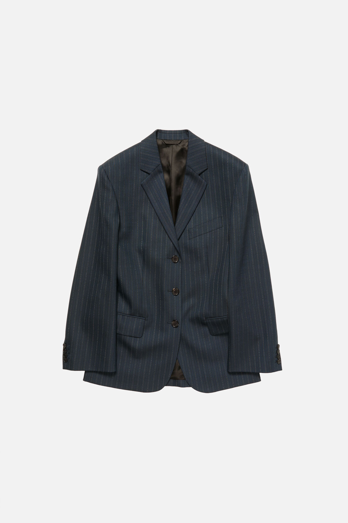 Pinstripe wool suit jacket, Black/Teal blue, 2000x