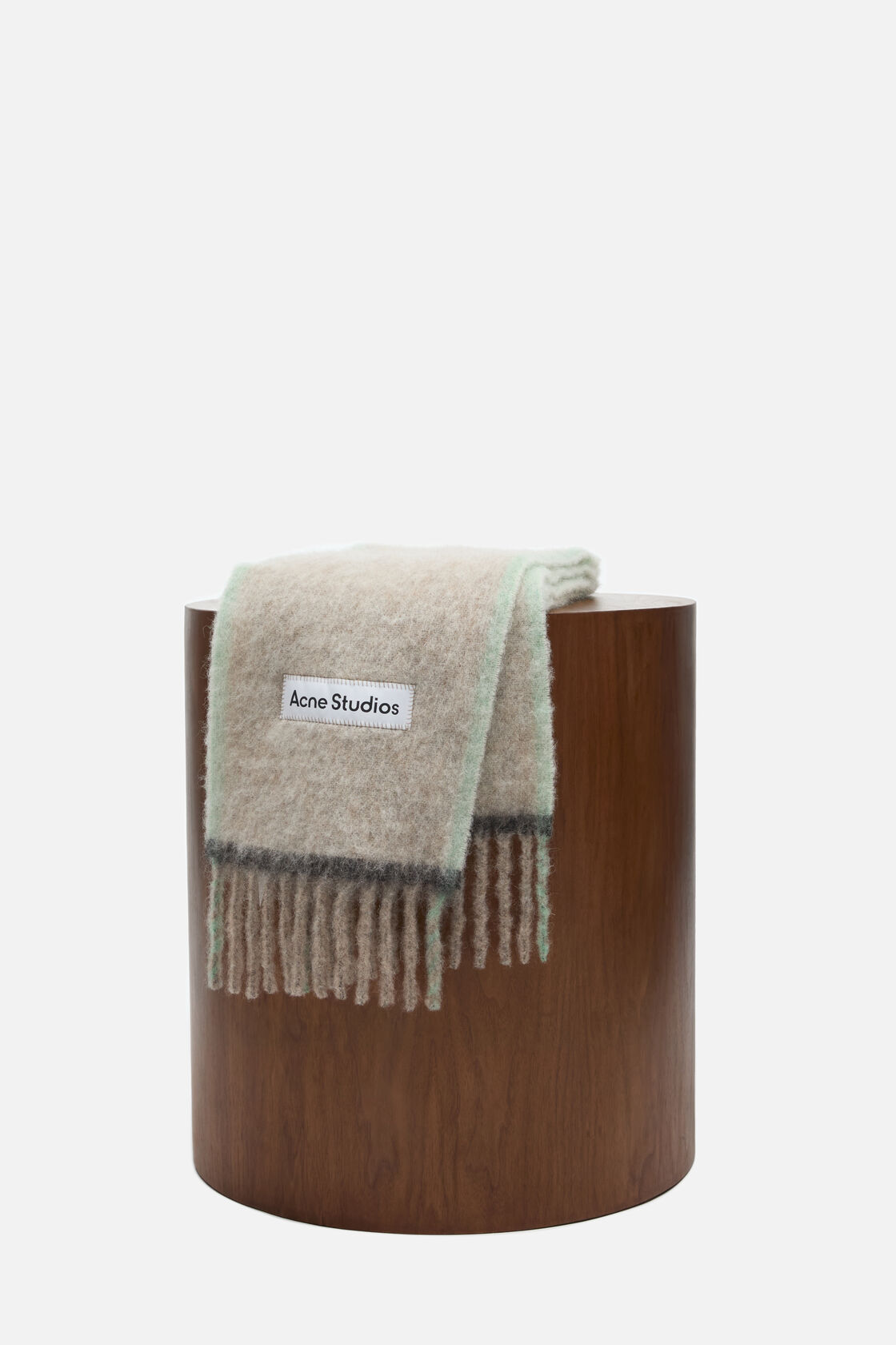 Wool mohair scarf - Narrow, Beige/grey, 2000x