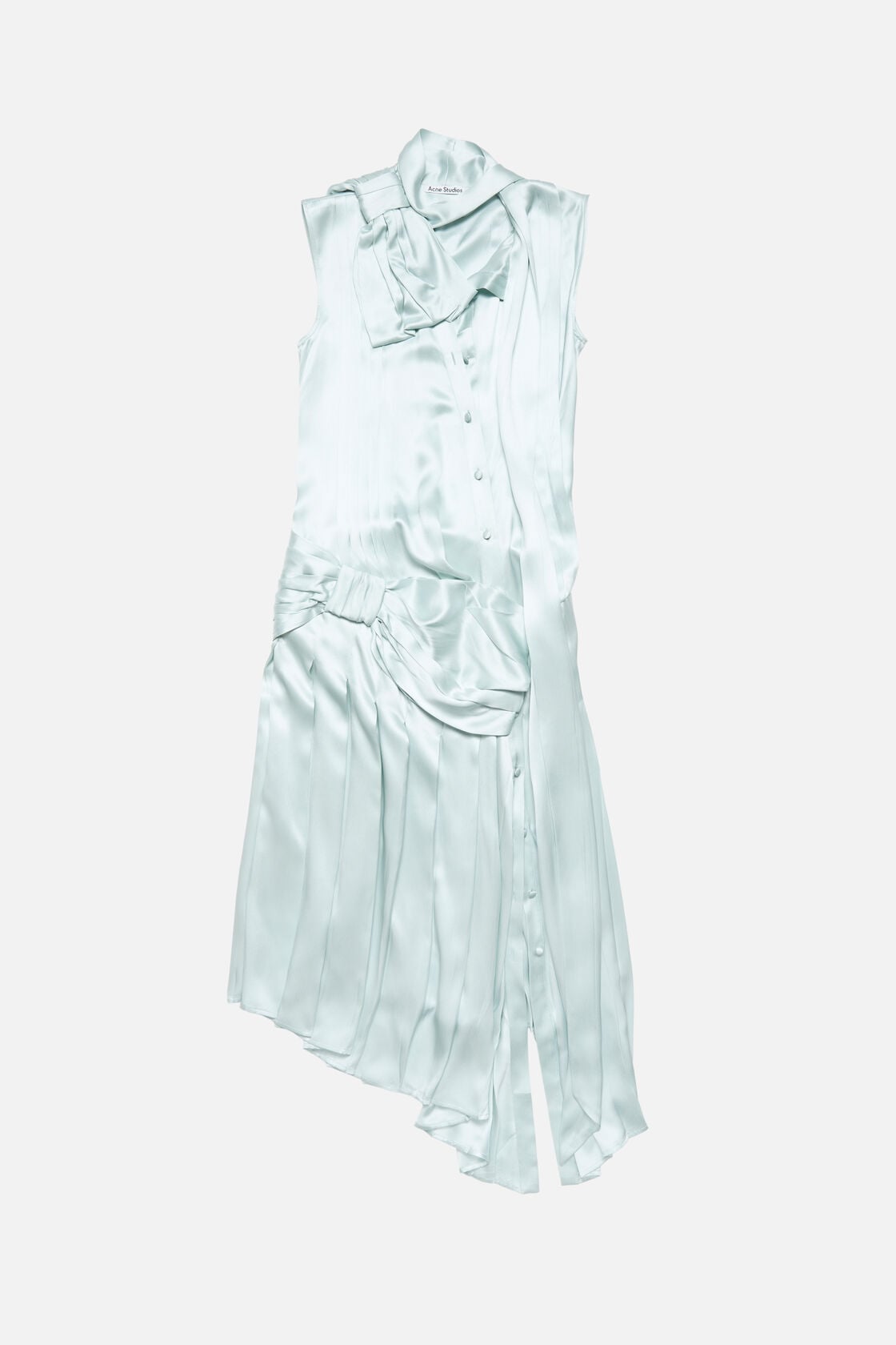 Silk dress with bows, Aqua blue, 2000x