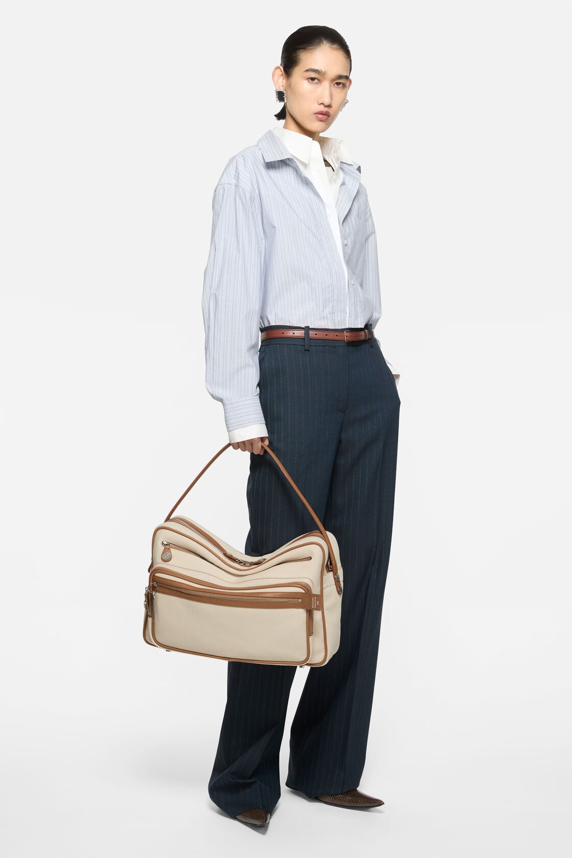 Camero Camera Canvas Bag, Cream beige/brown, 2000x