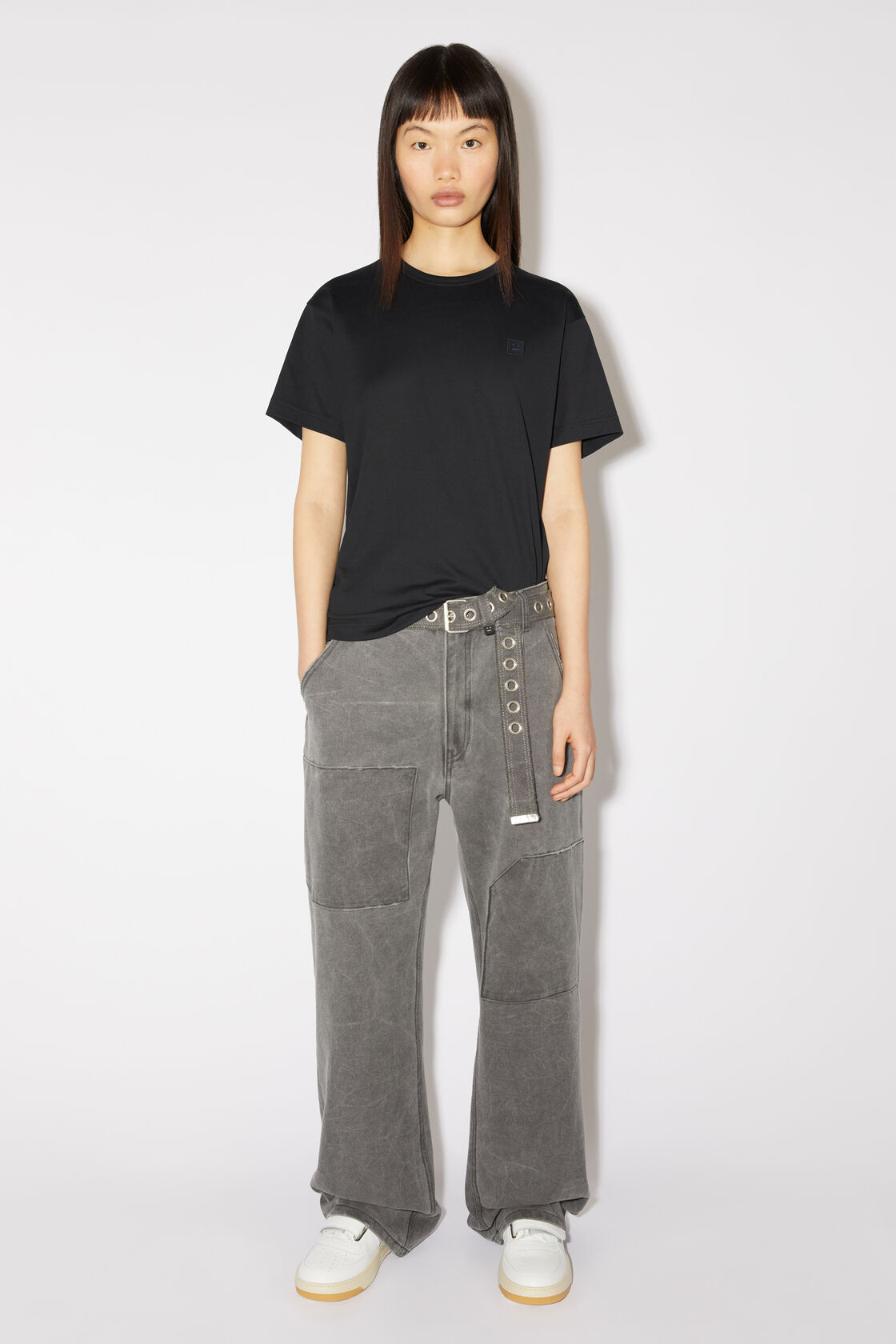 크루넥 티셔츠 - 레귤러핏, 블랙, 2000x