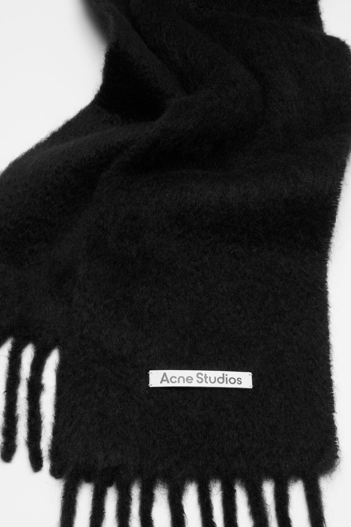 モヘアロゴスカーフ, ブラック, 2000x