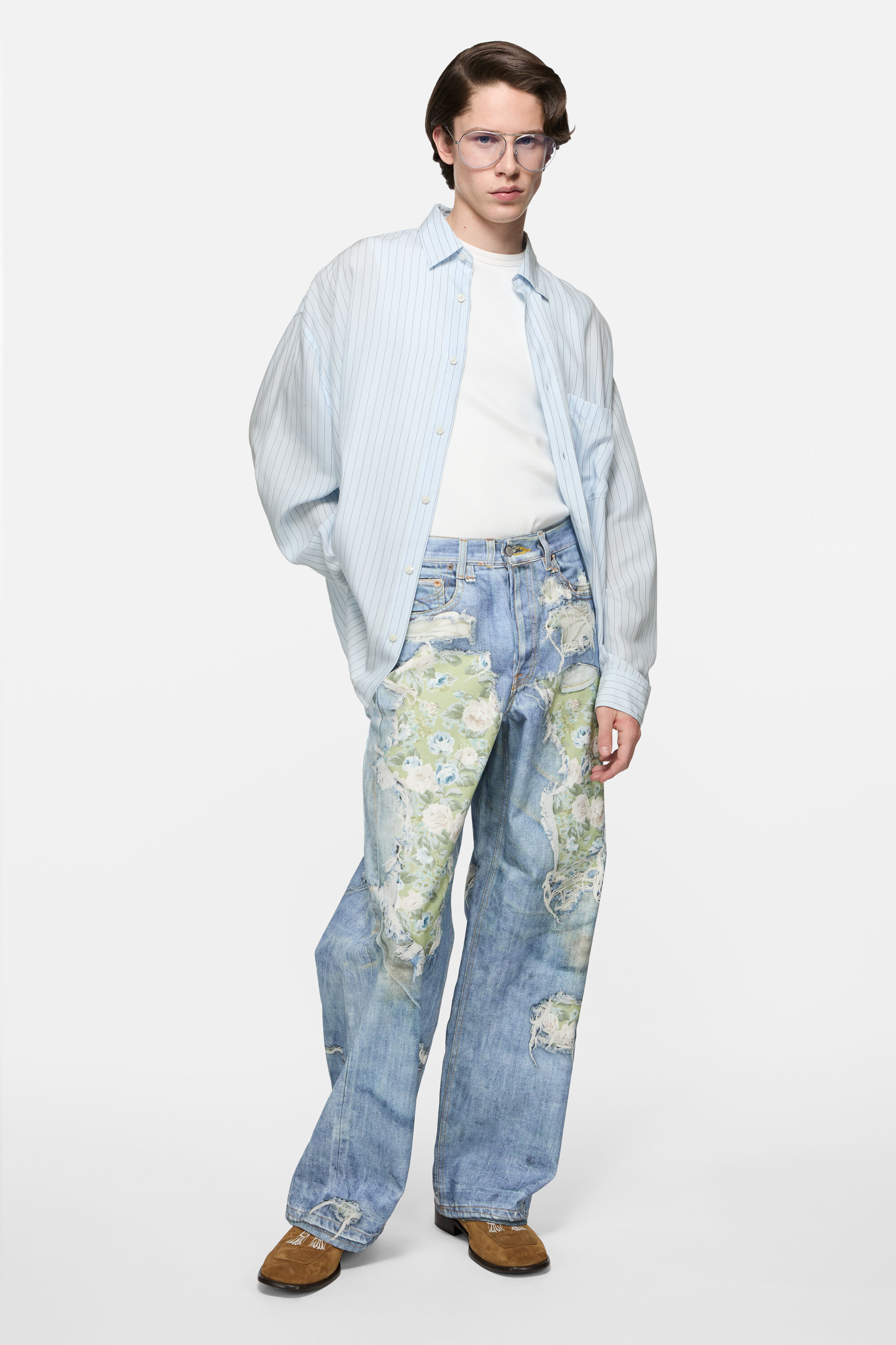 Acne Studios - ストライプボタンアップシャツ - ブルー