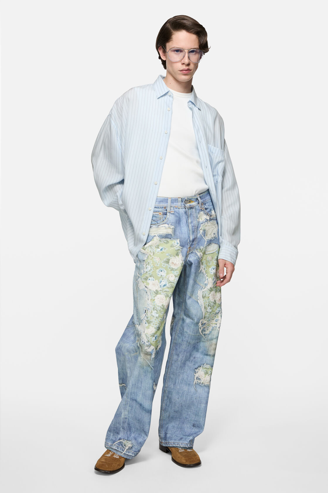 Striped button-up shirt, Blue, 2000x