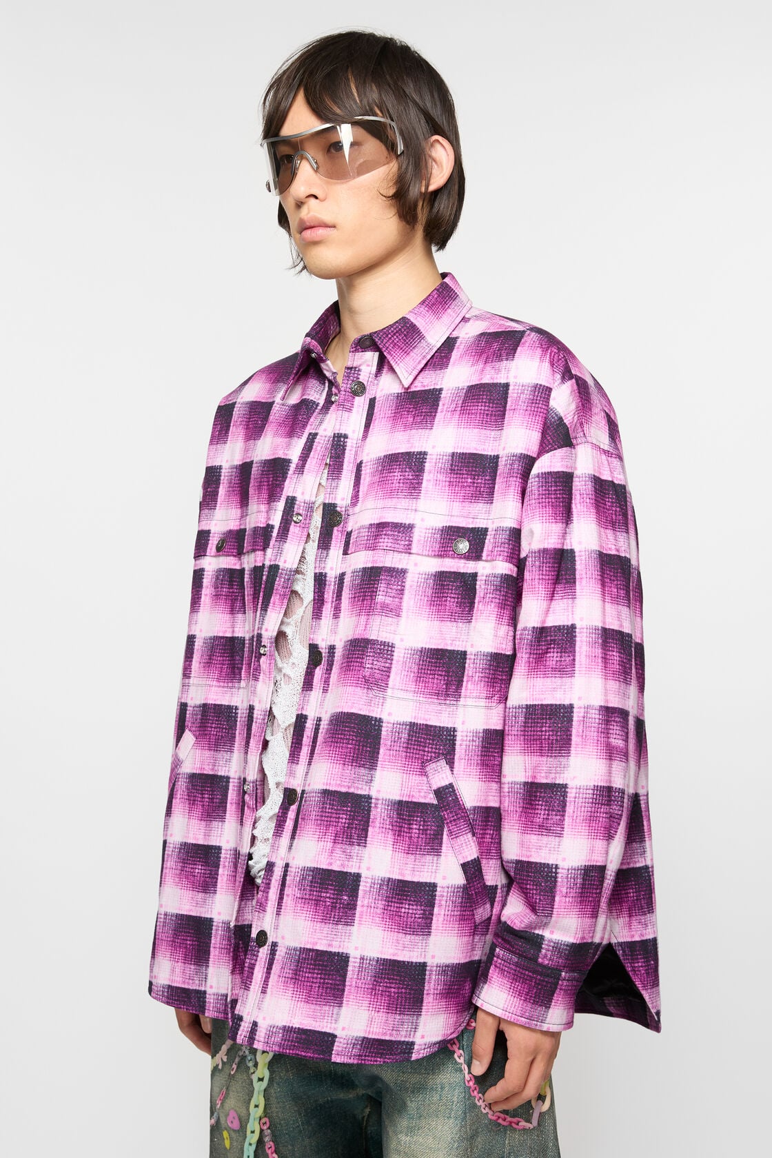 Check button-up shirt, Pink, 2000x