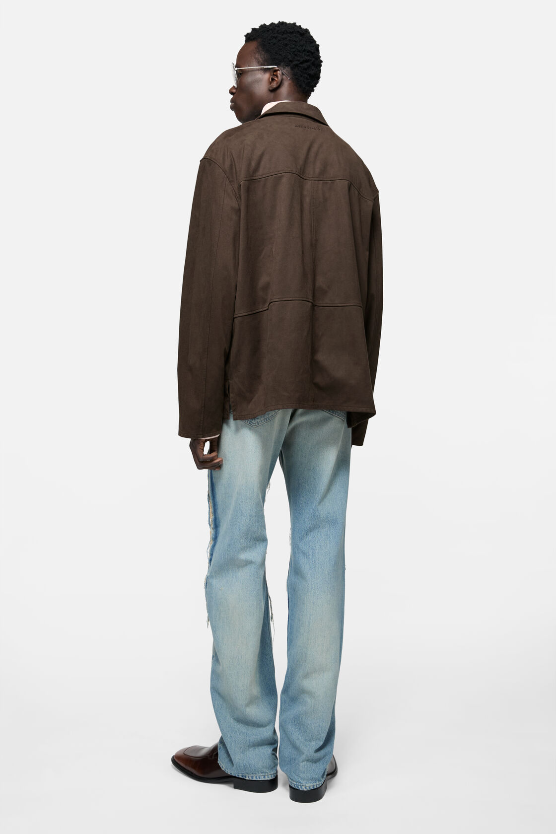 Faux suede overshirt, Chocolate brown, 2000x