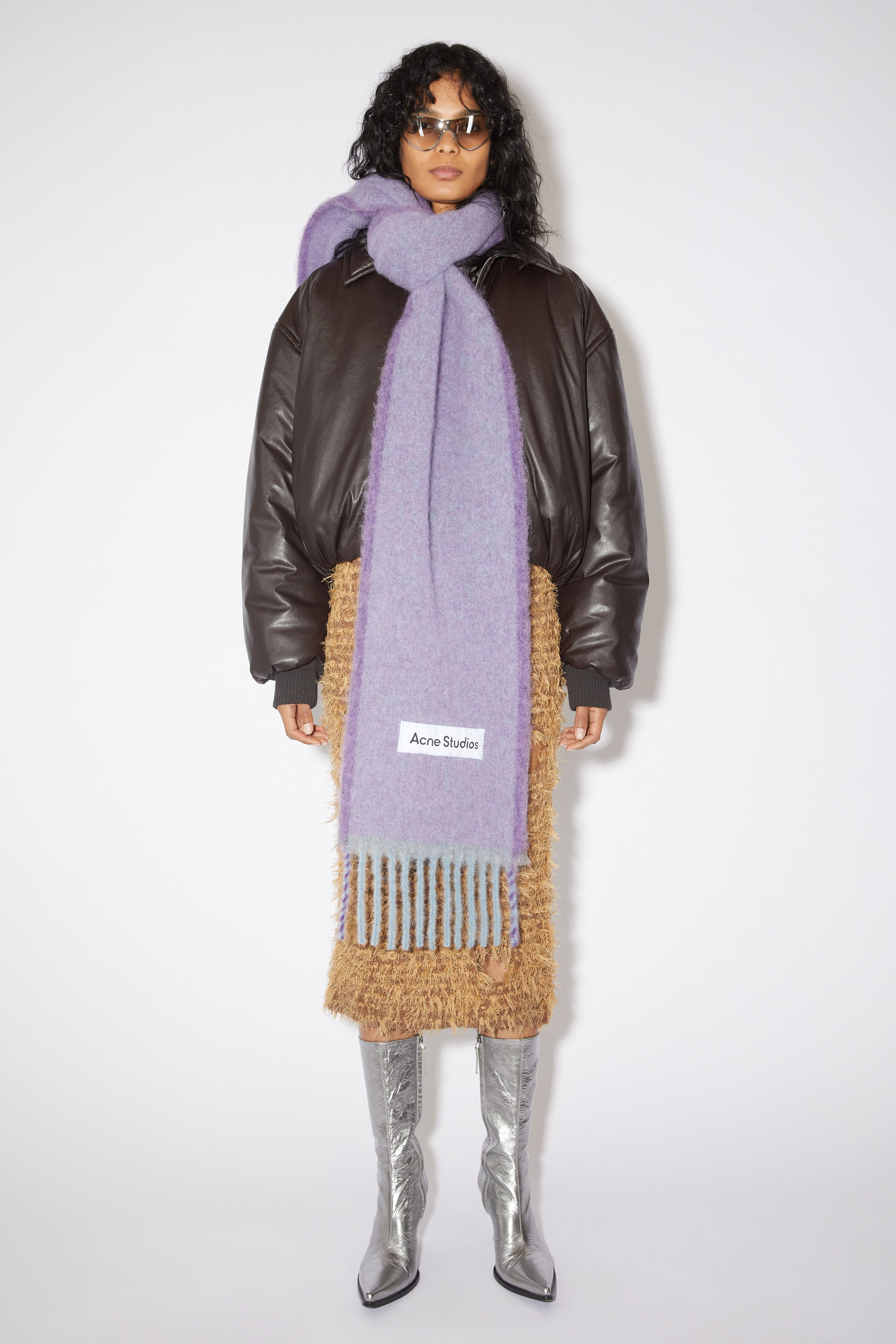 Acne Studios - Mohair wool fringe scarf - Lavender purple