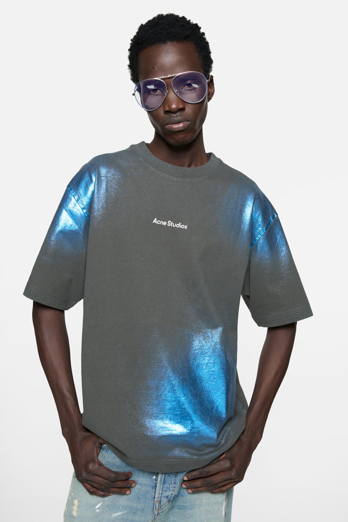 Glitter logo t-shirt, Blue/khaki, 2000x