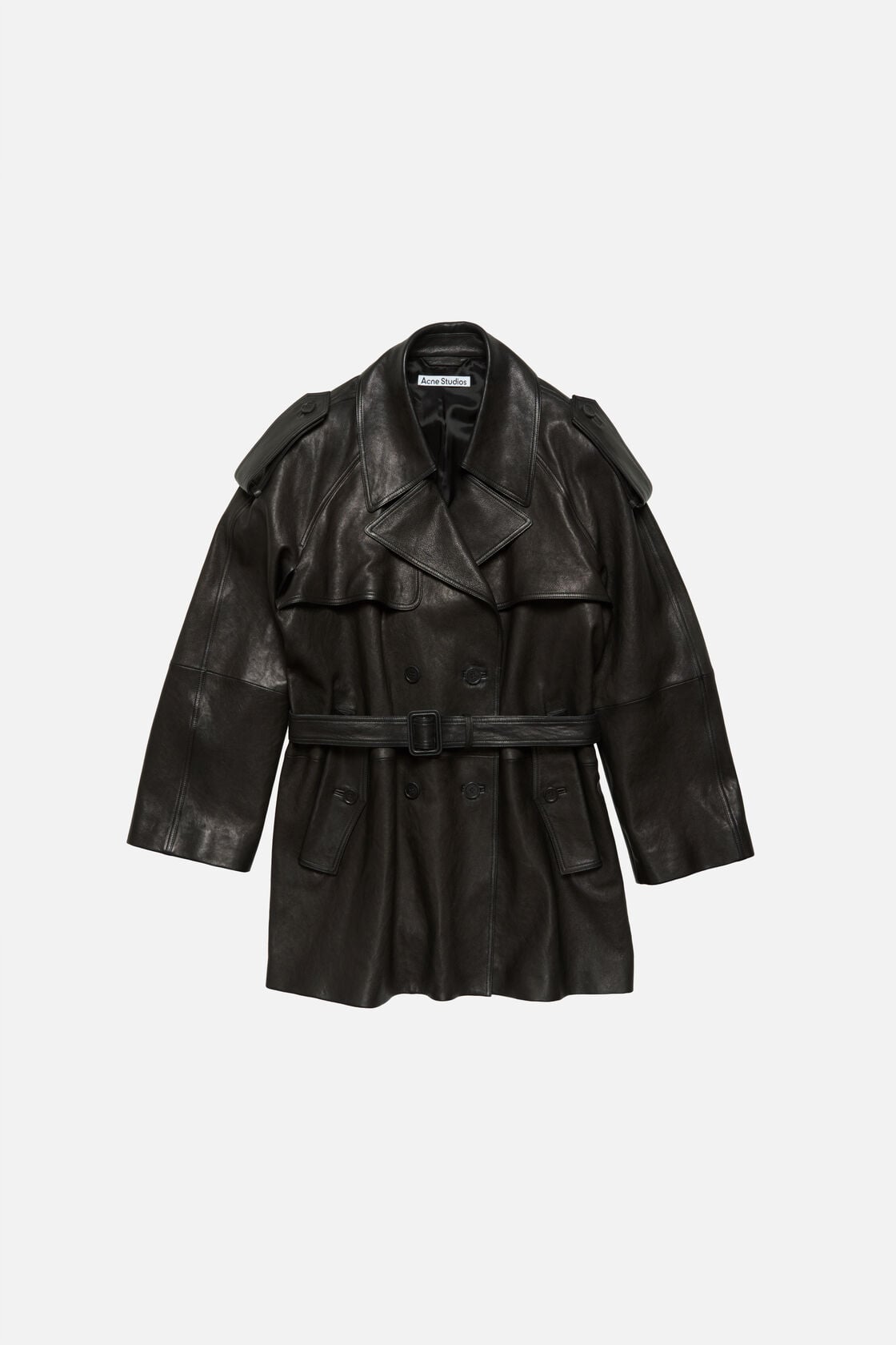 Leather trench coat, Black, 2000x