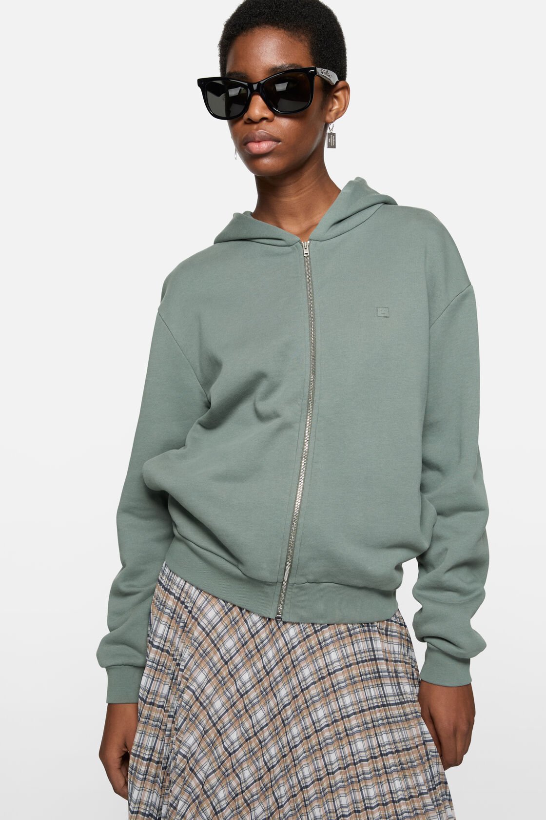 Hooded zipper sweater, Stone grey, 2000x