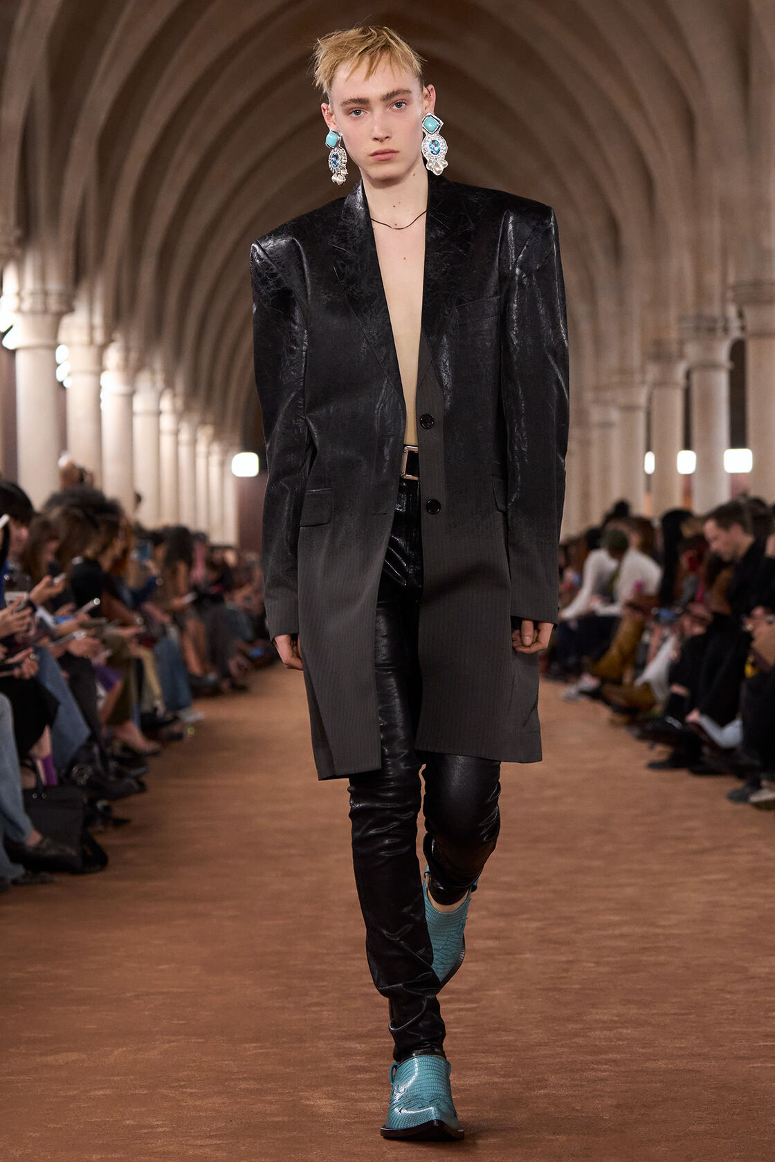 single-breasted d&eacute;grad&eacute; coat, Multi grey, 2000x