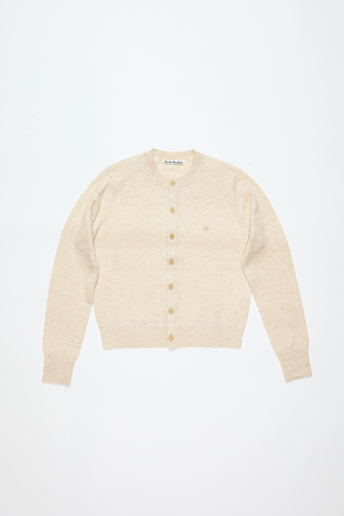 Cadigan yak wool - fitted fit, Oatmeal melange, 2000x