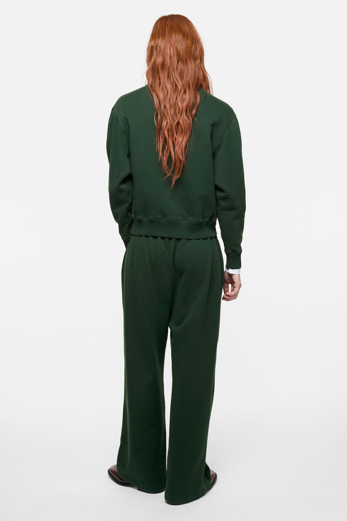 Fleece sweatshirt with logo, Dark green, 2000x