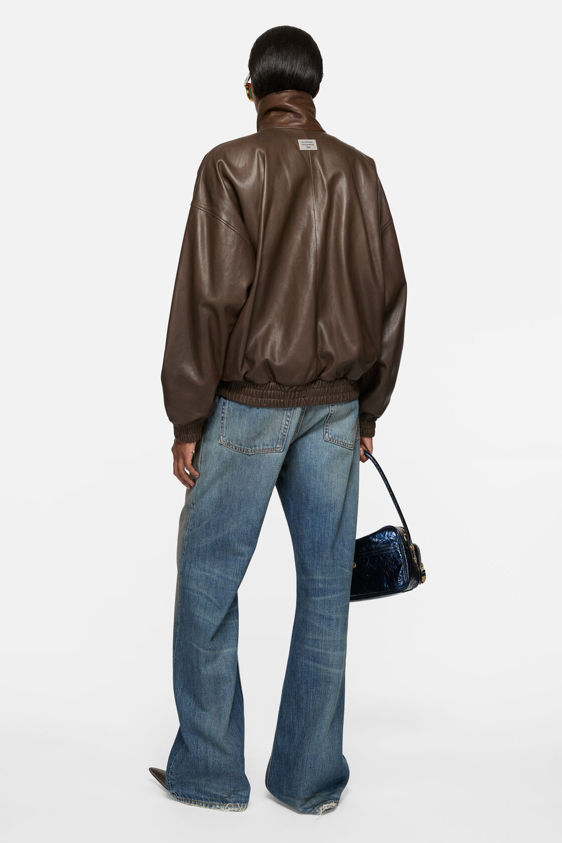 Leather blouson jacket, Dark brown, 2000x