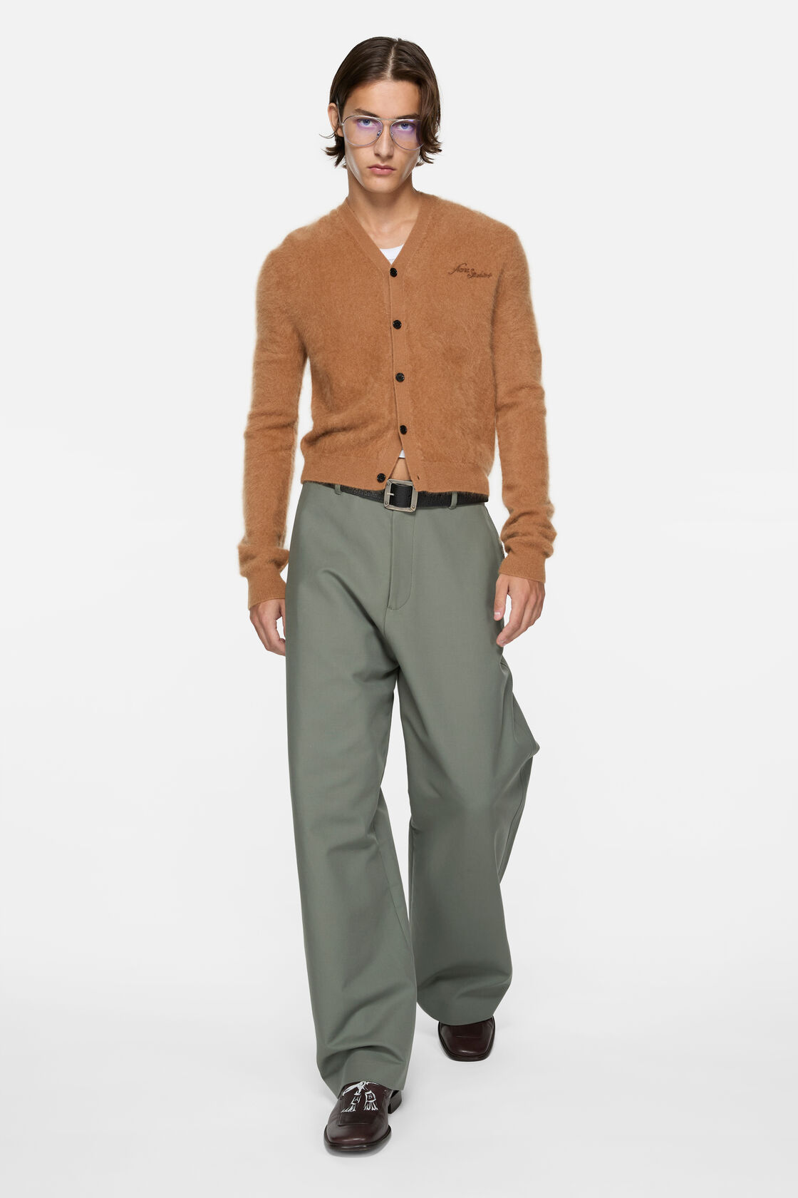 Satin trousers, Stone grey, 2000x