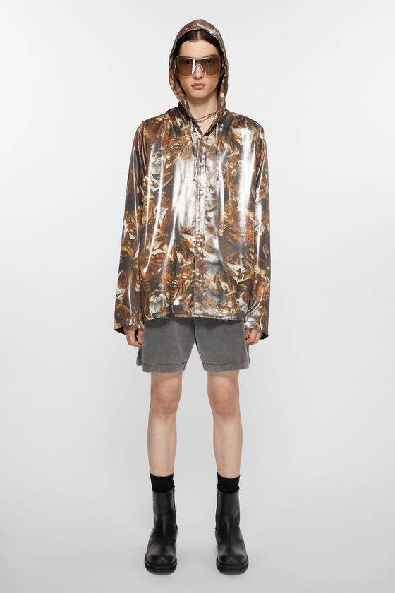 Acne Studios - Jacke mit Folien-Print - Kakaobraun/Multi
