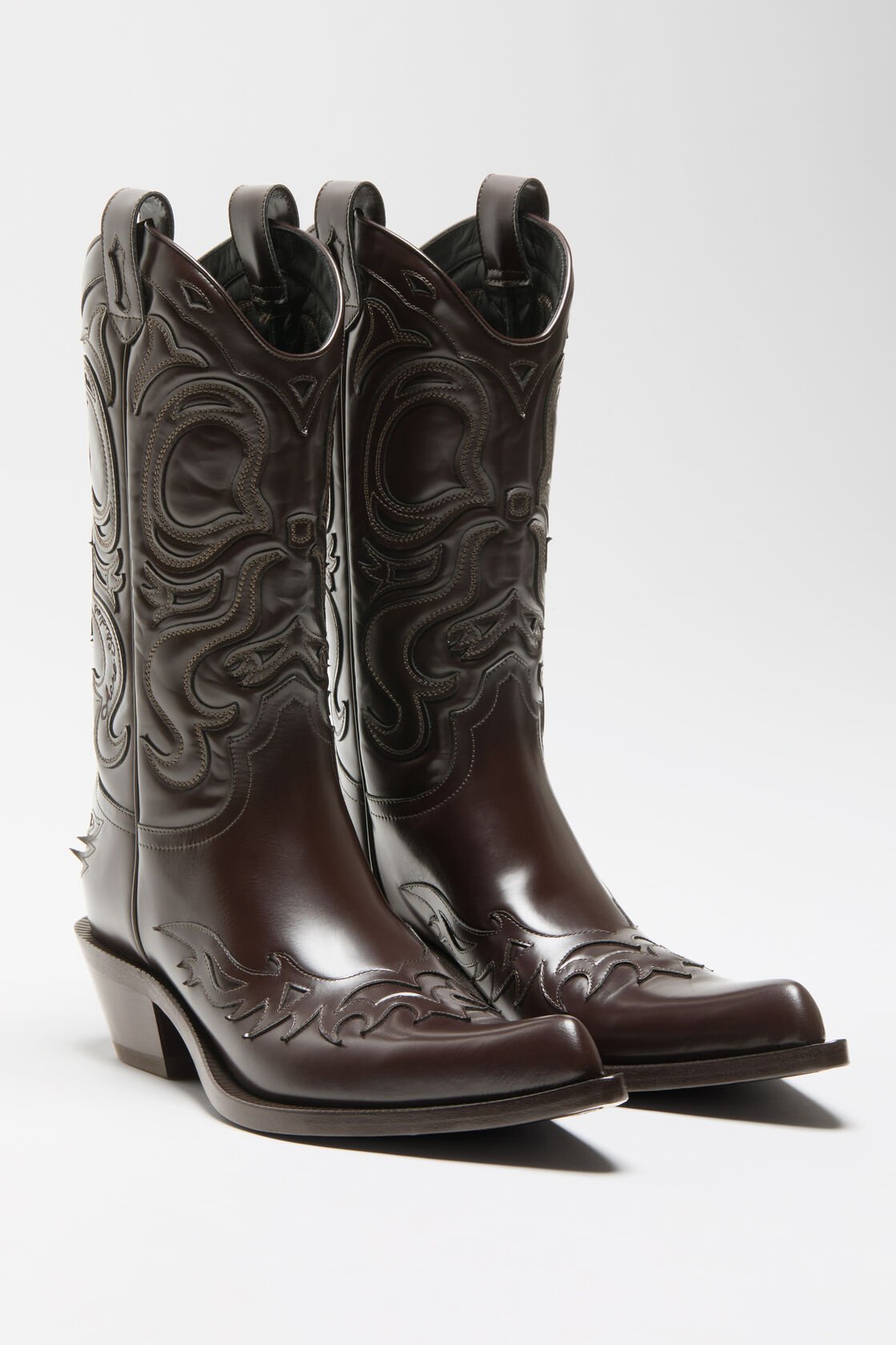 Pointy leather cowboy boot, Brown, 2000x