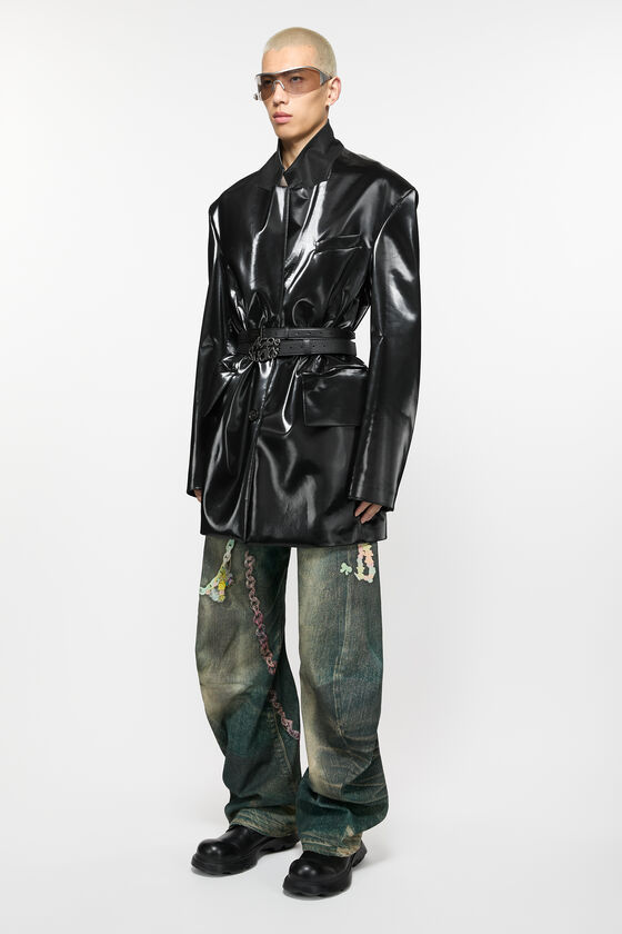 Acne Studios - 光沢のあるシングルブレストオーバーコート - ブラック