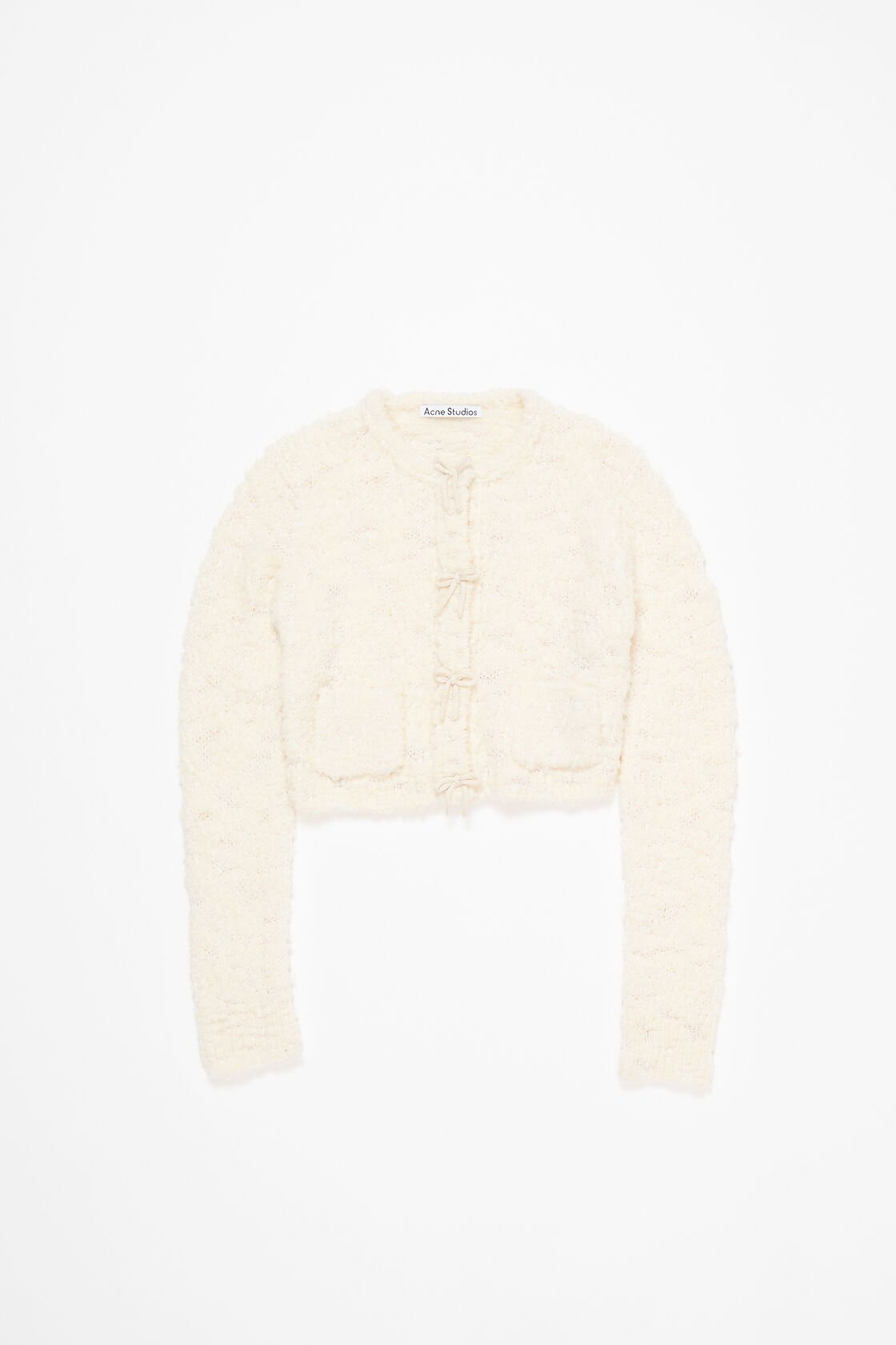 Bow wool cardigan, White, 2000x