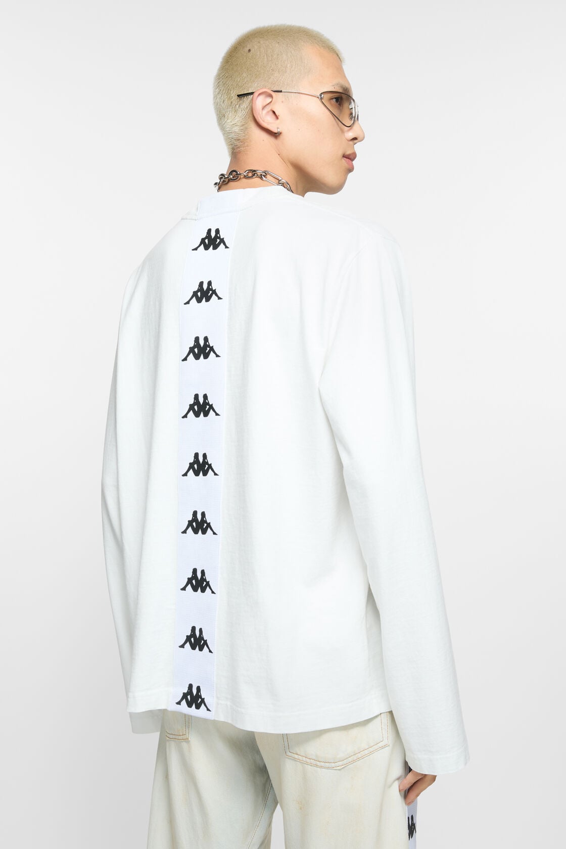 Long sleeve logo t-shirt - Acne Studios x Kappa, White, 2000x