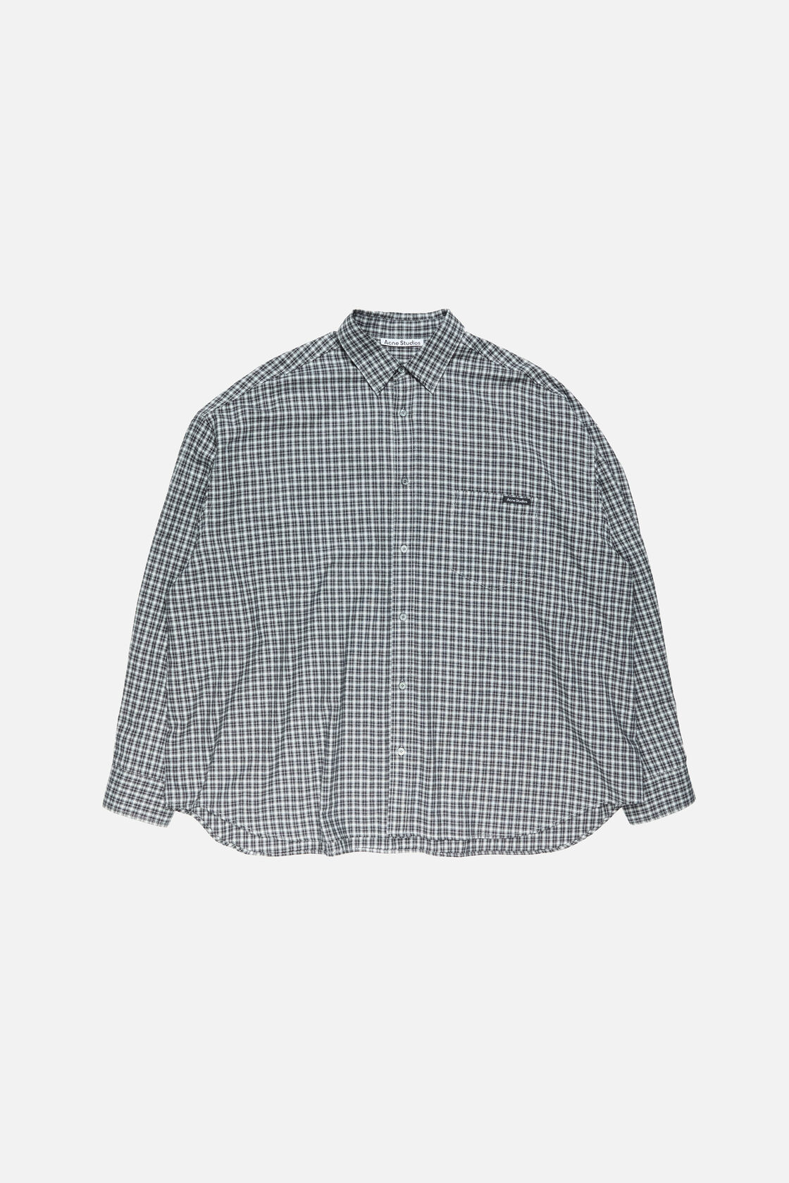Flannel button-up shirt, Black/white, 2000x