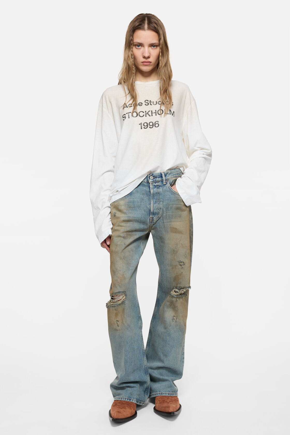 Sprayed 1996 logo t-shirt, Dusty white, 2000x
