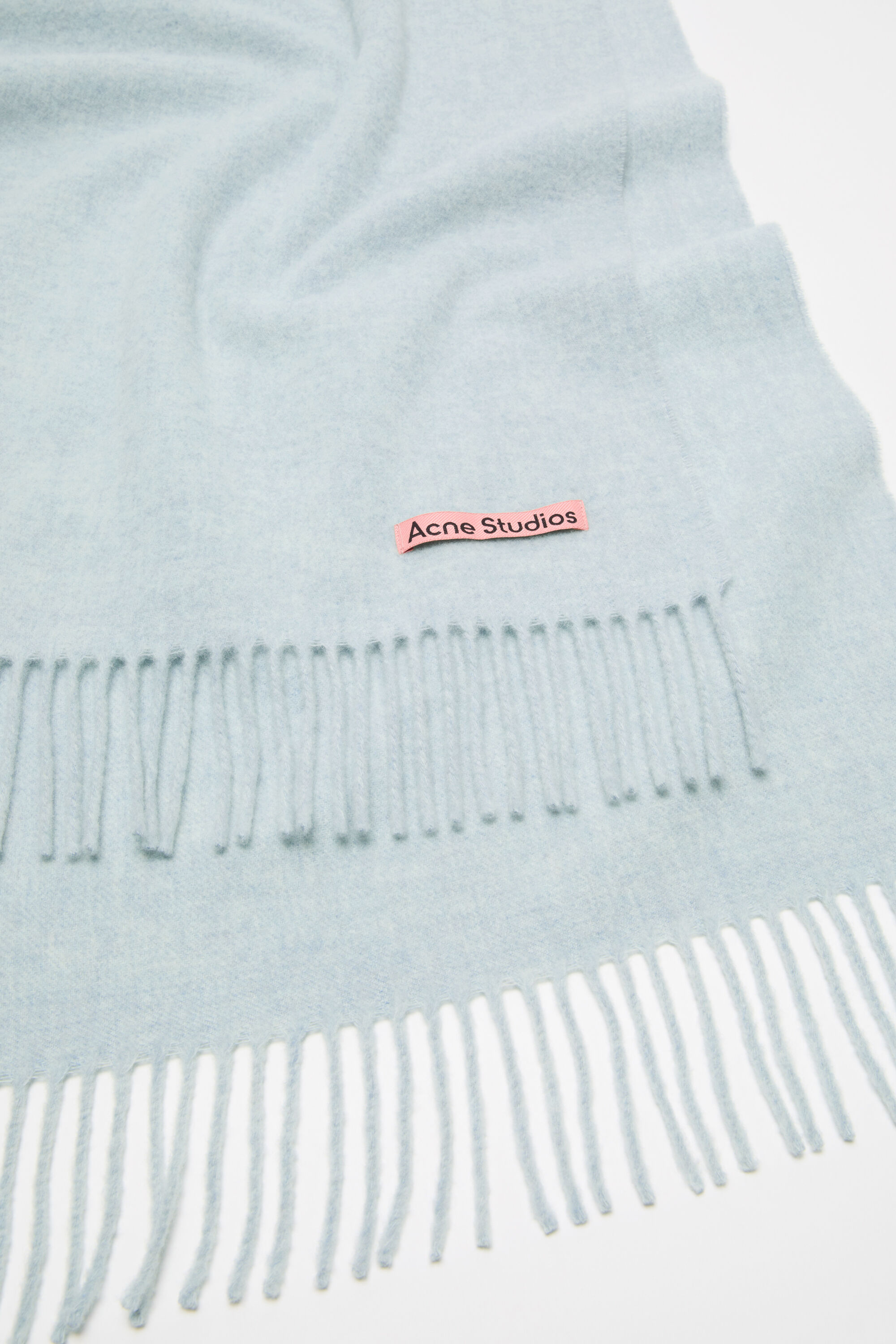 Acne Studios - フリンジウールスカーフ - ナロー - アイスブルーメランジ