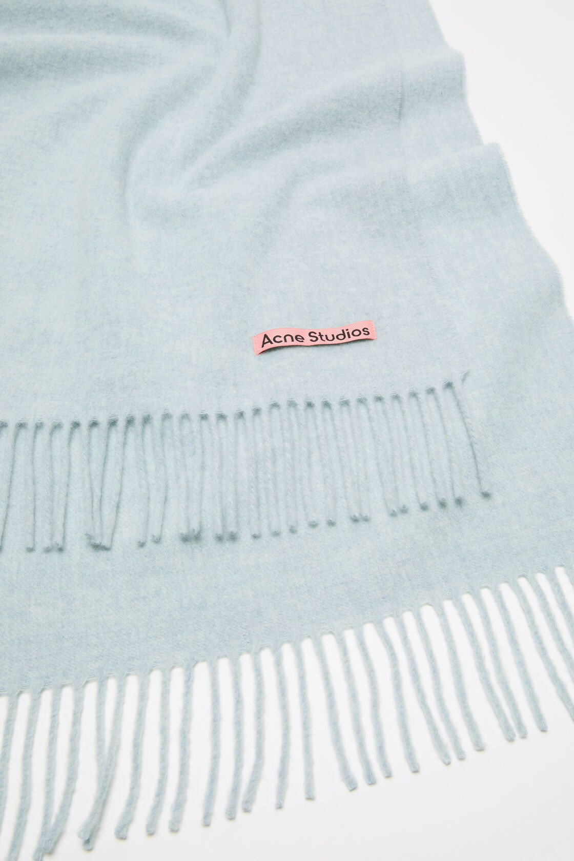 Fringe wool scarf &ndash; Narrow, Ice Blue Melange, 2000x