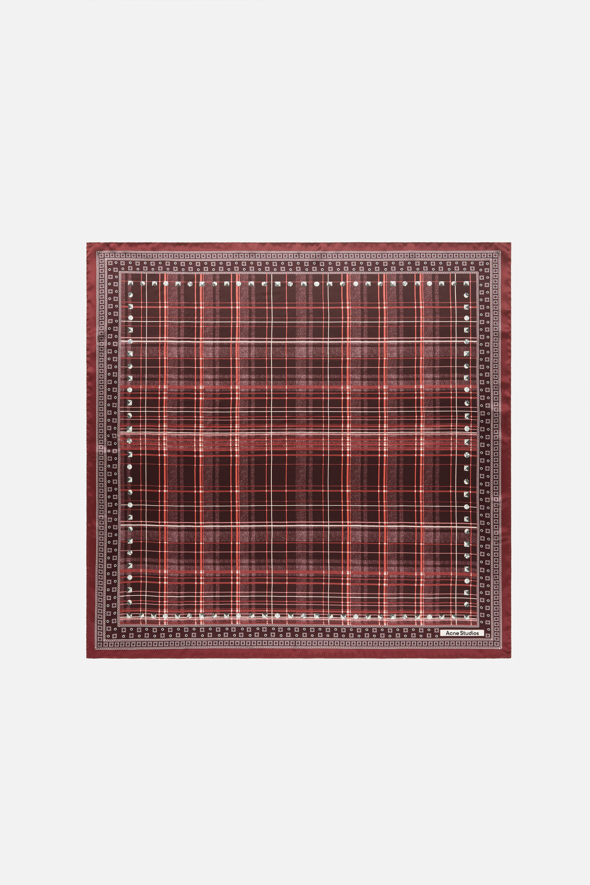 Acne Studios - Checkered silk scarf - Burgundy/brown