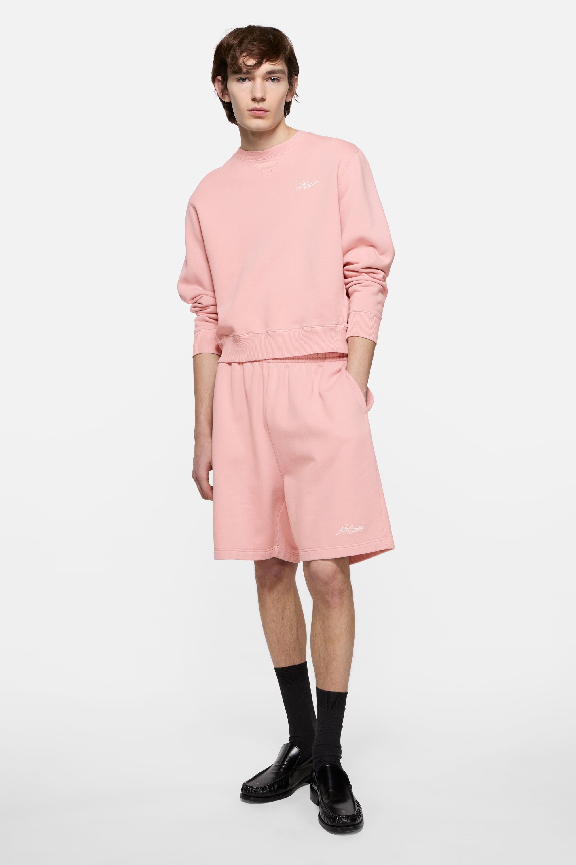 LEONARD SPORT モザイク総柄切替トップス ピンク 半袖 ニット 42 Acne Studios - Fleece sweatshirt with logo - Faded pink