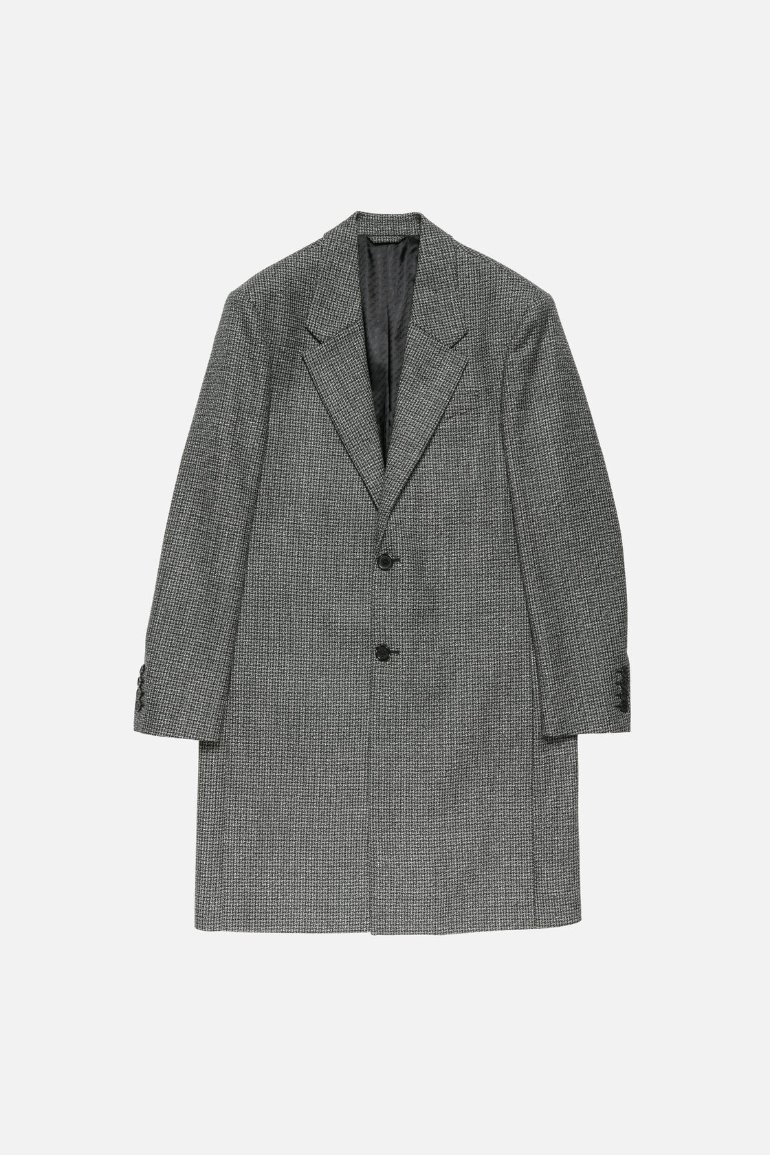 Single-breasted wool overcoat, Black/white, 2000x