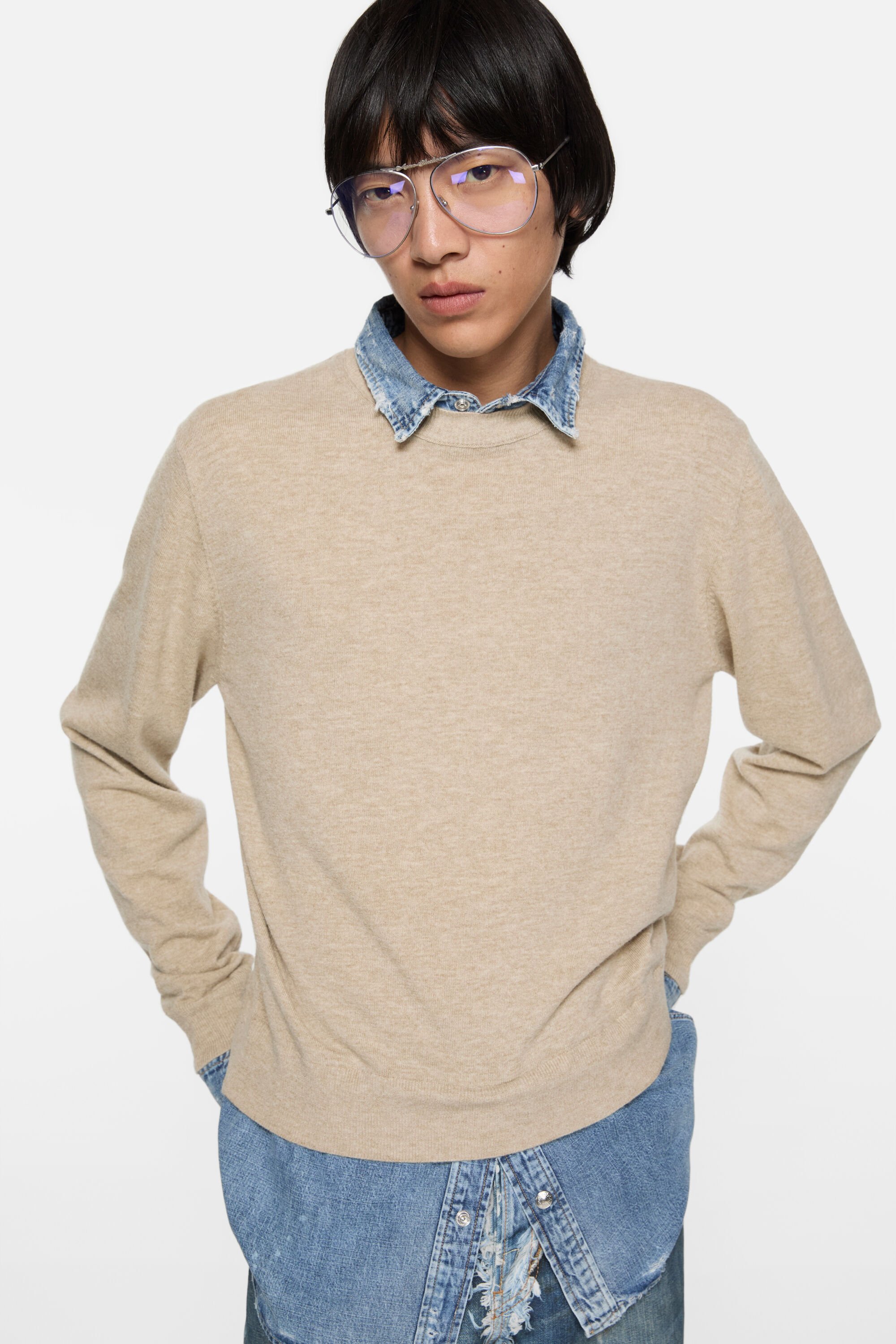 Acne Studios - レイヤードウールセーター - ベージュ