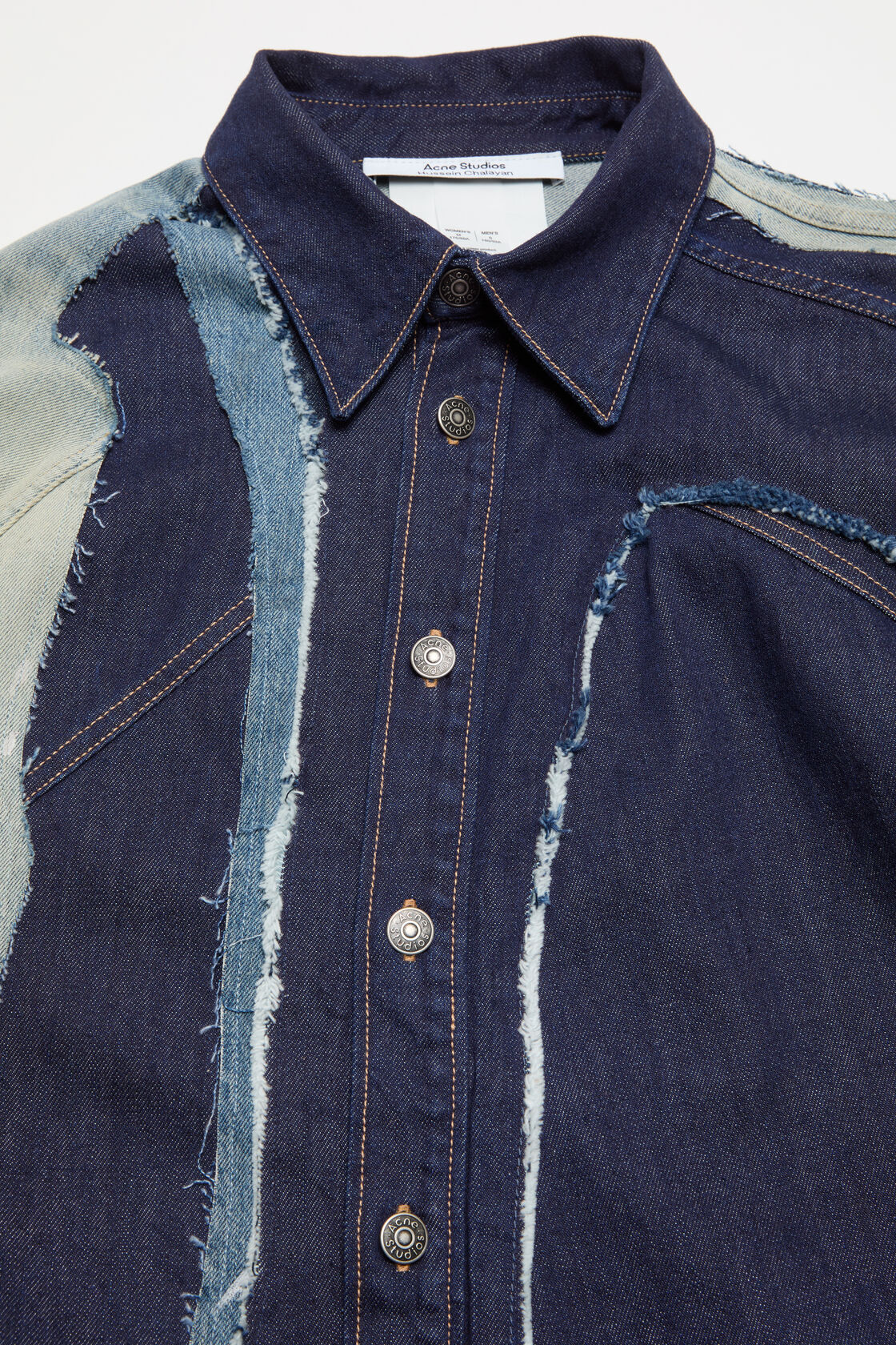 Patchwork Denim Shirt, Indigo/blue, 2000x