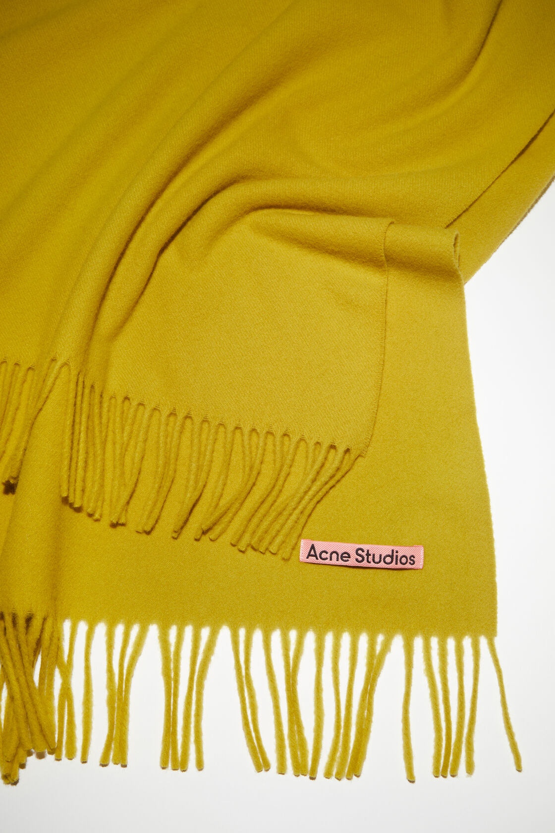 Fringe wool scarf - oversized, Acid yellow, 2000x