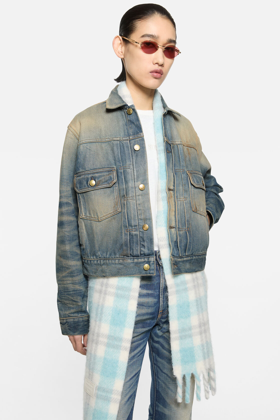 Scraped denim jacket, Mid Blue, 2000x