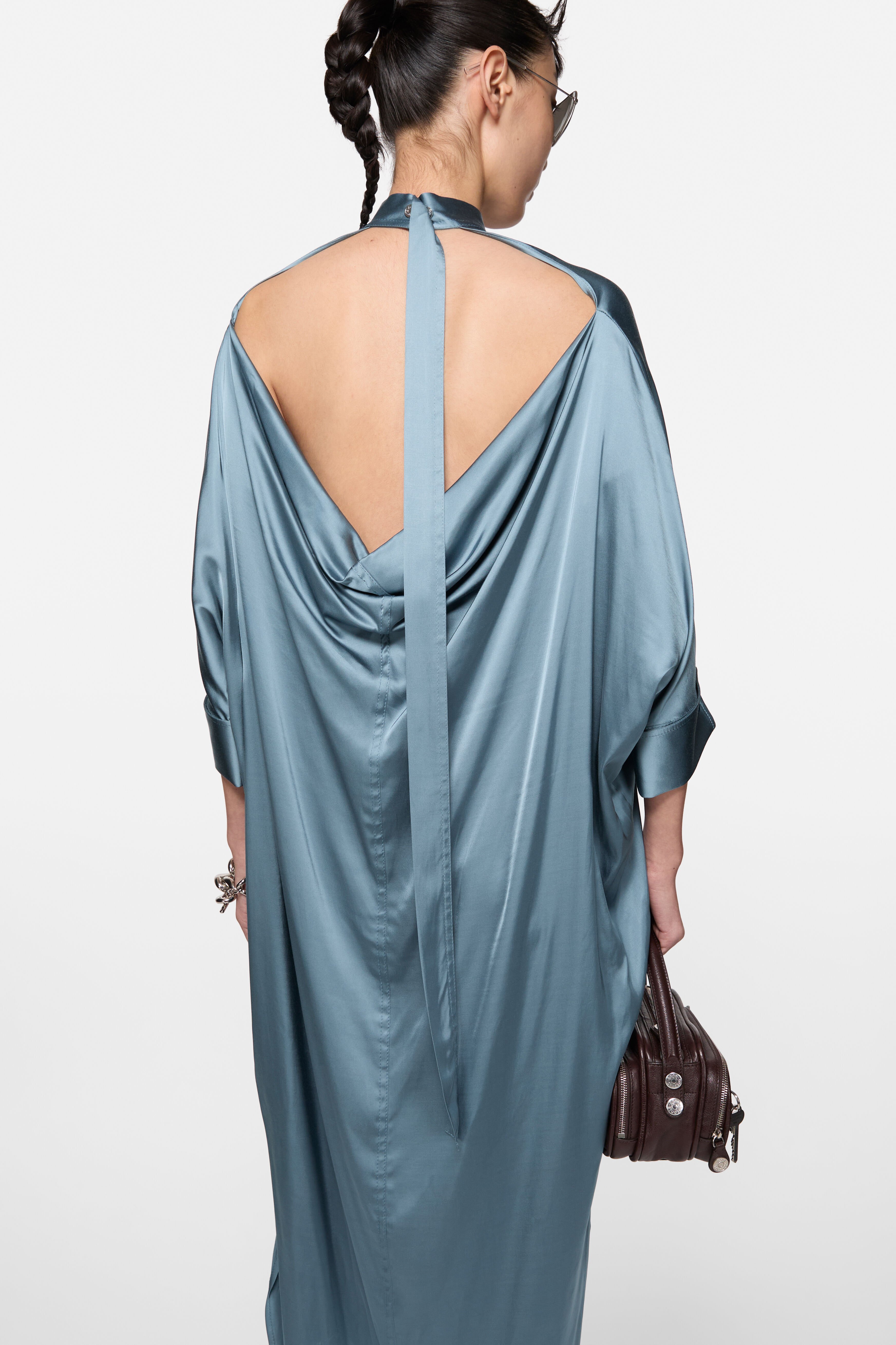 Acne Studios - Satin tunic dress - Dirty blue