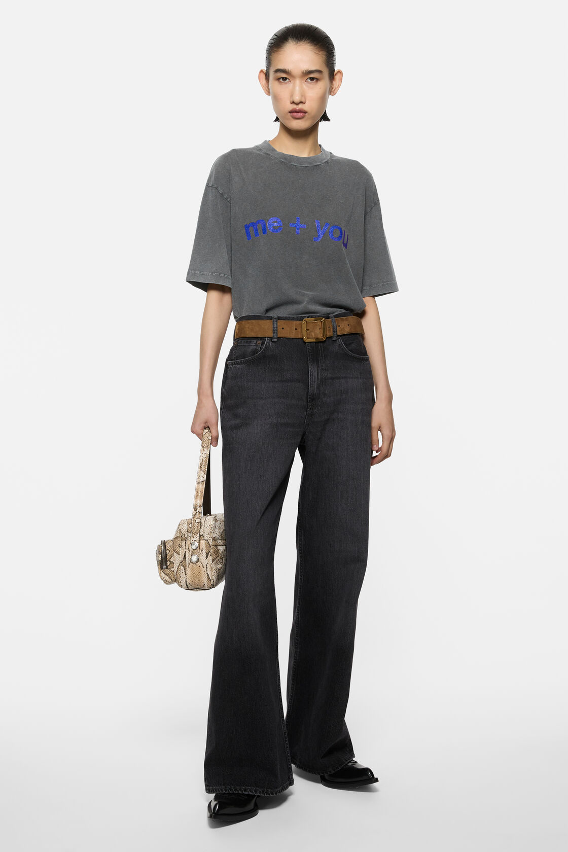 Glitter graphic t-shirt, Faded black, 2000x