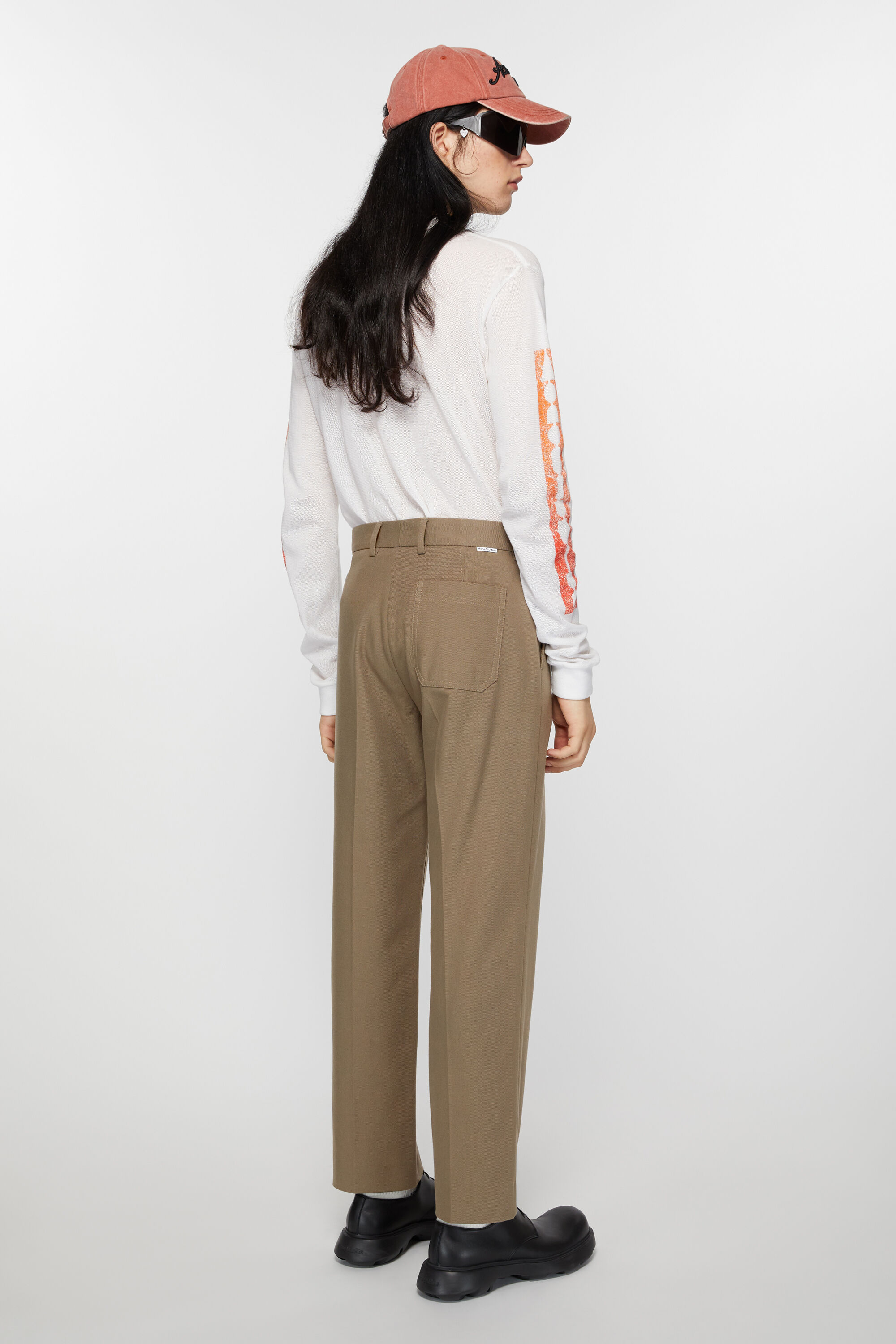 Twill cotton-blend trousers